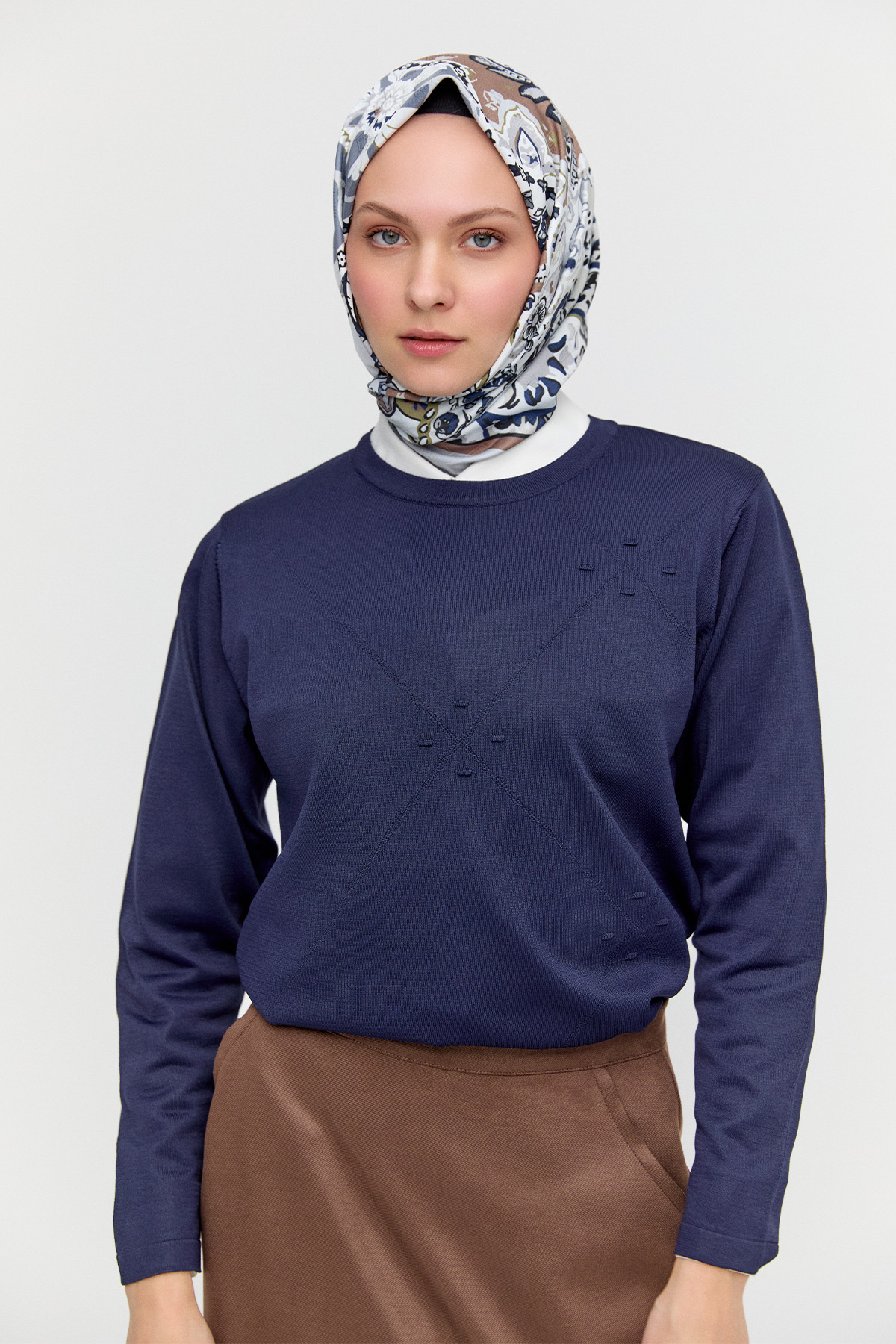 Parçalı Yırtmaçlı Triko Bluz