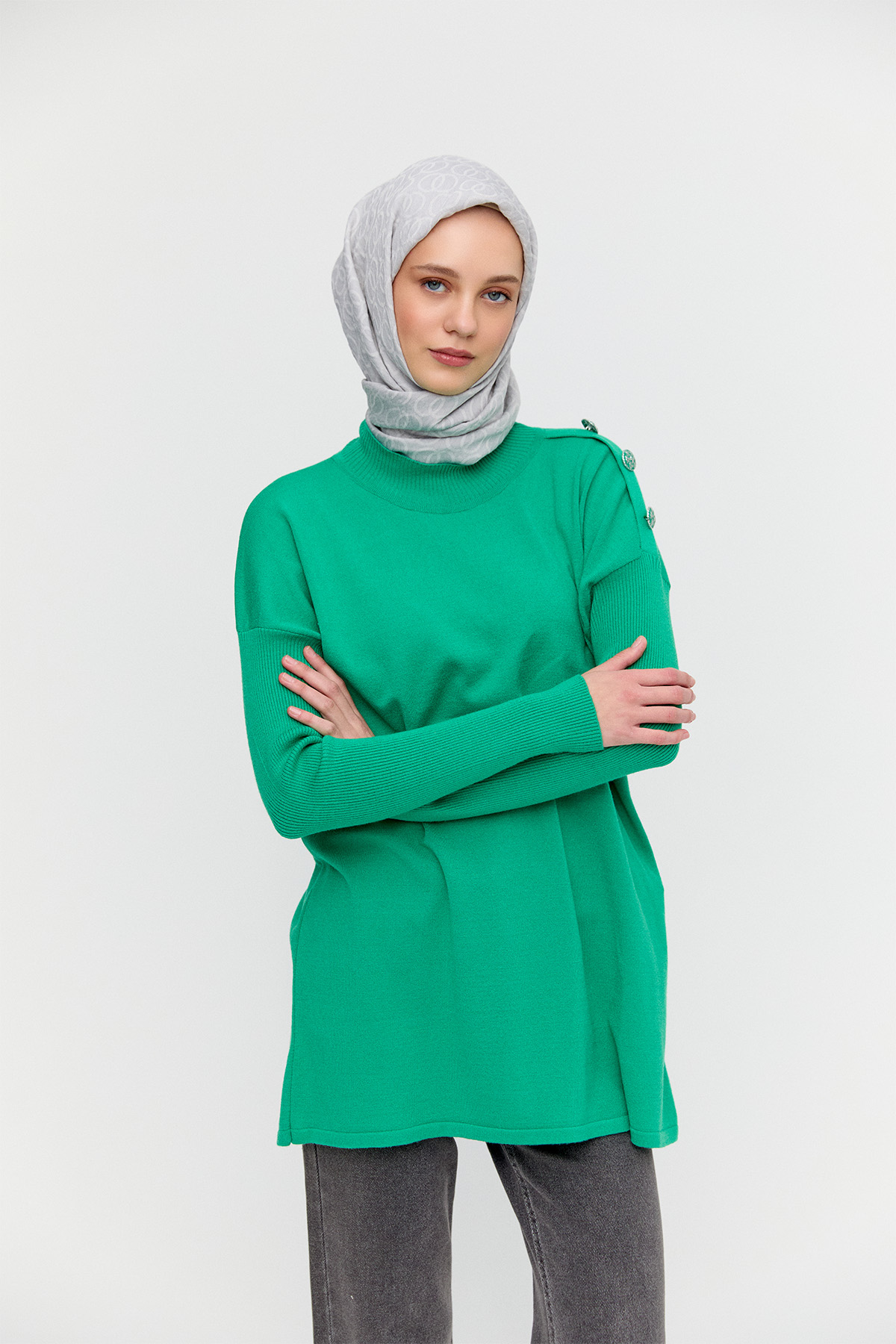 Yarım Balıkçı Yaka Triko Bluz