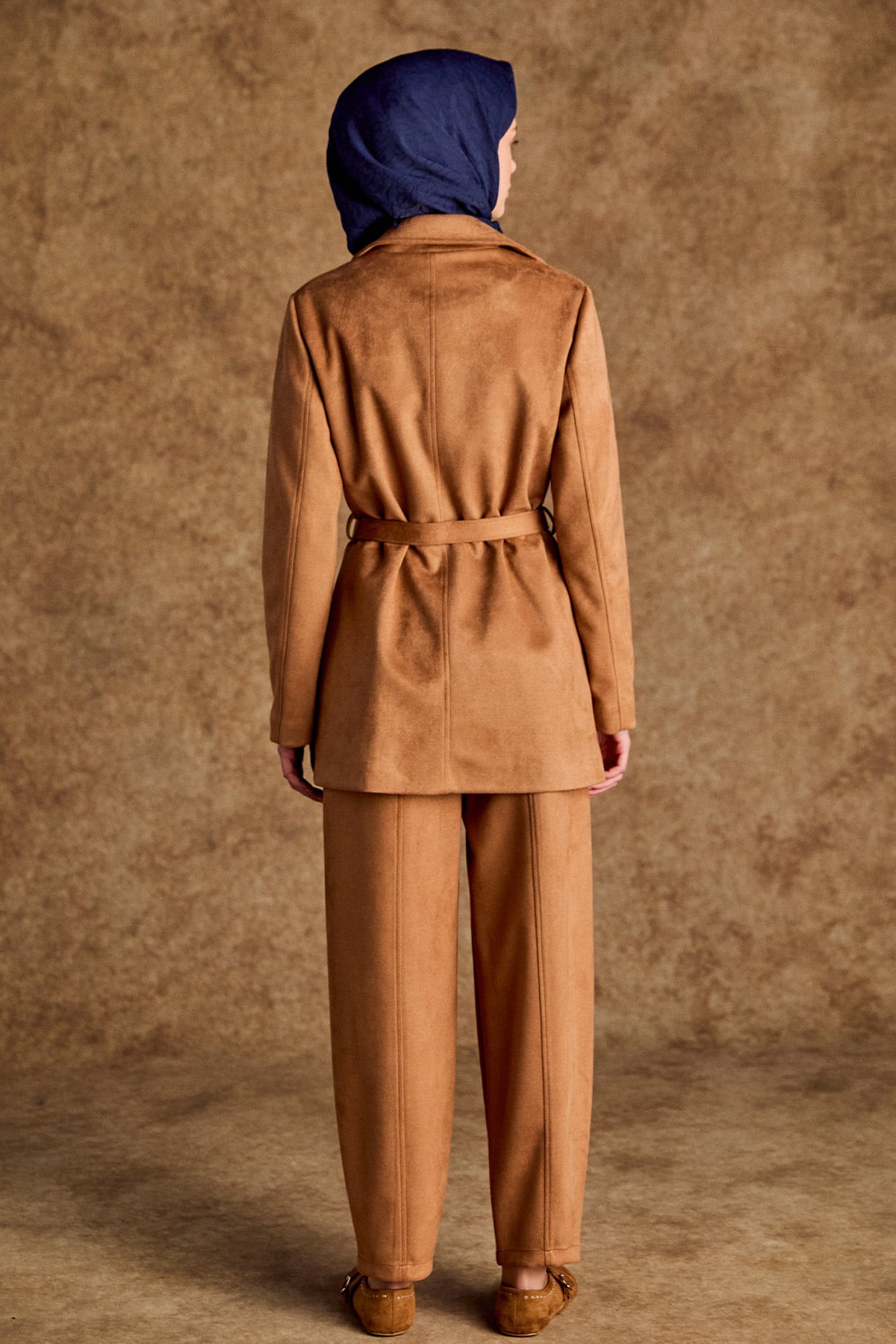 Kruvaze Süet Görünümlü Ceket, Tesettür Giyim