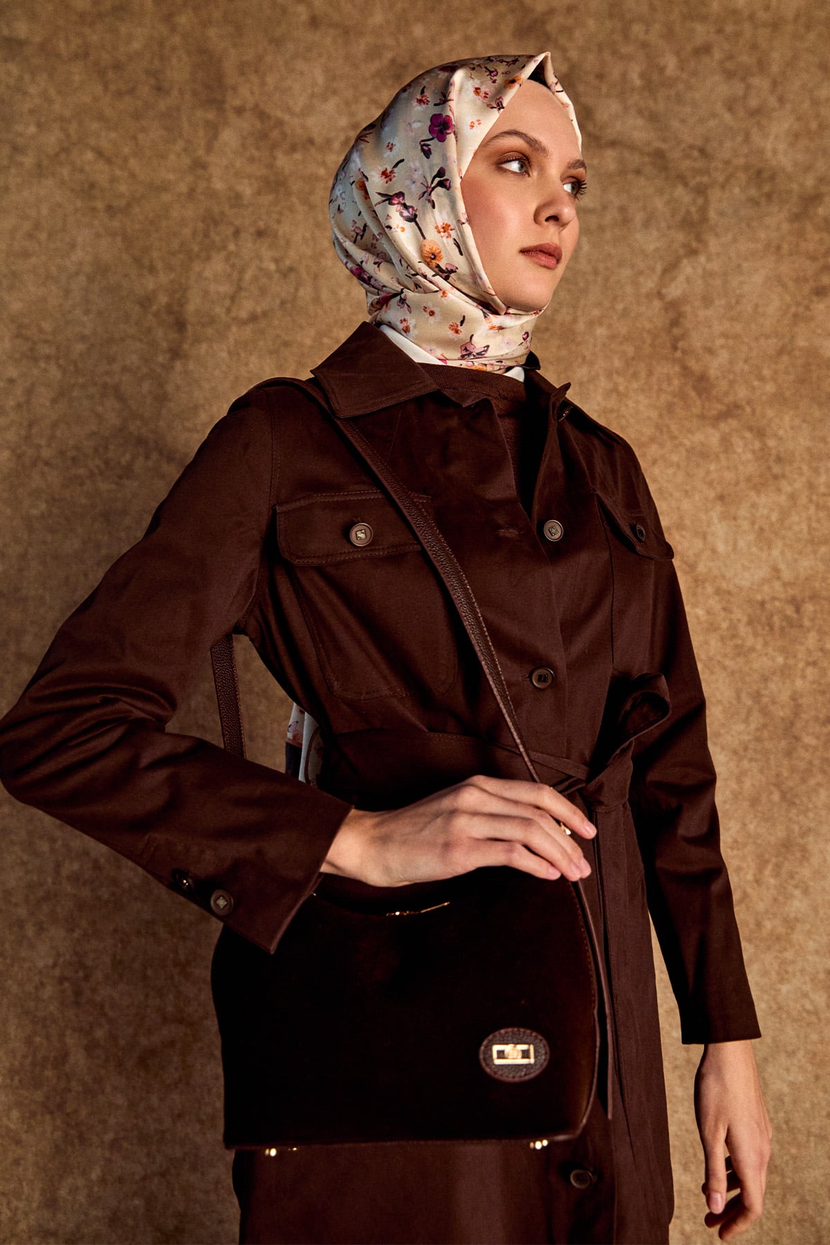 Süet Görünümlü Omuz Çantası, Tesettür Giyim