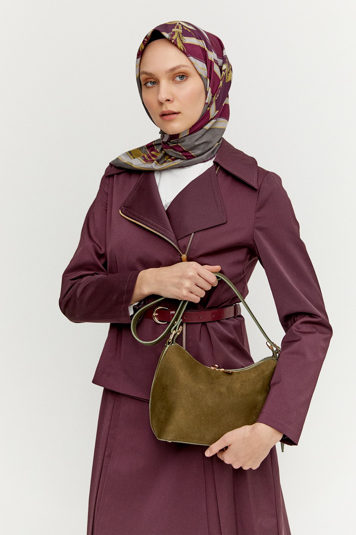 Süet Görünümlü Omuz Çantası, Tesettür Giyim