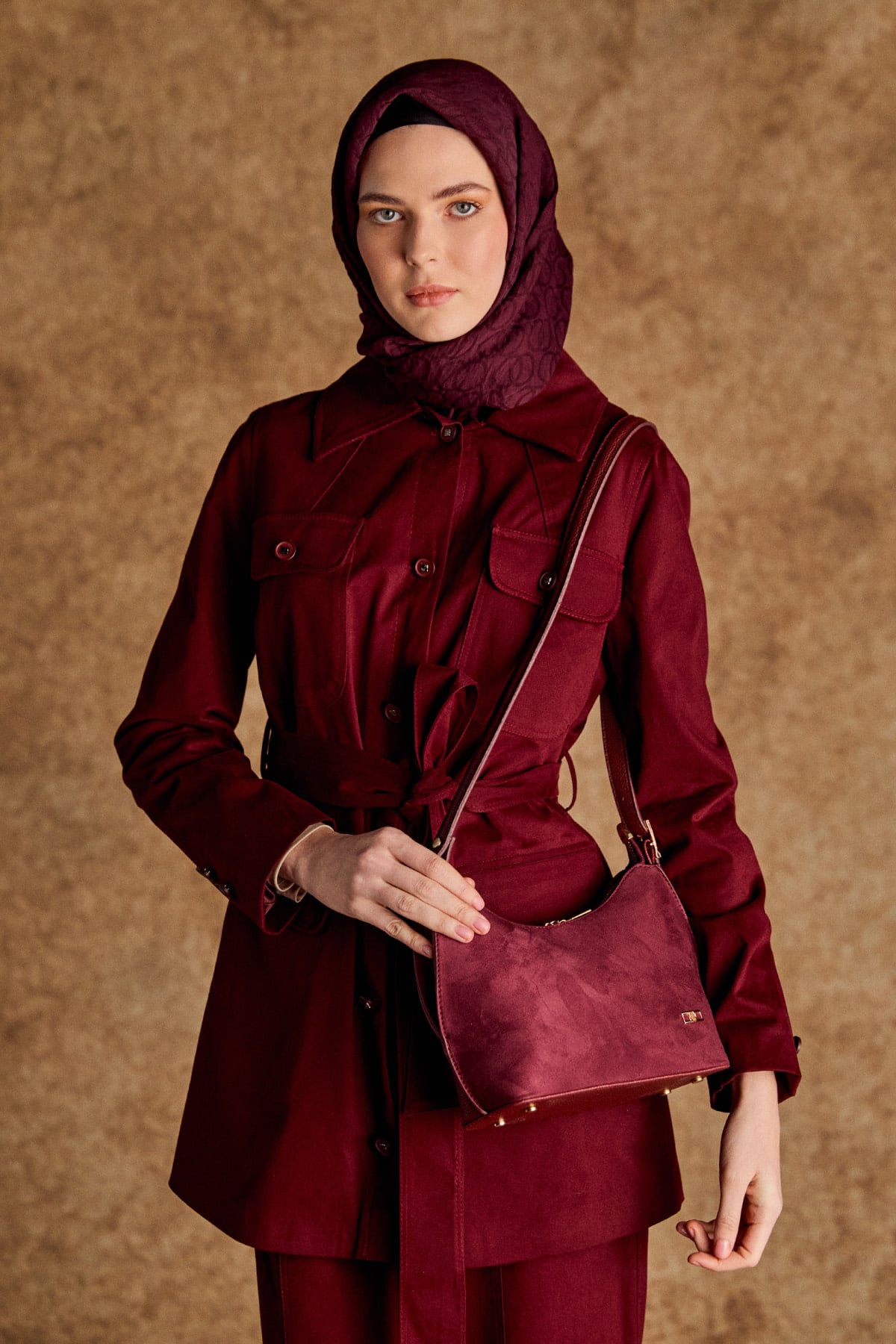 Süet Görünümlü Omuz Çantası, Tesettür Giyim