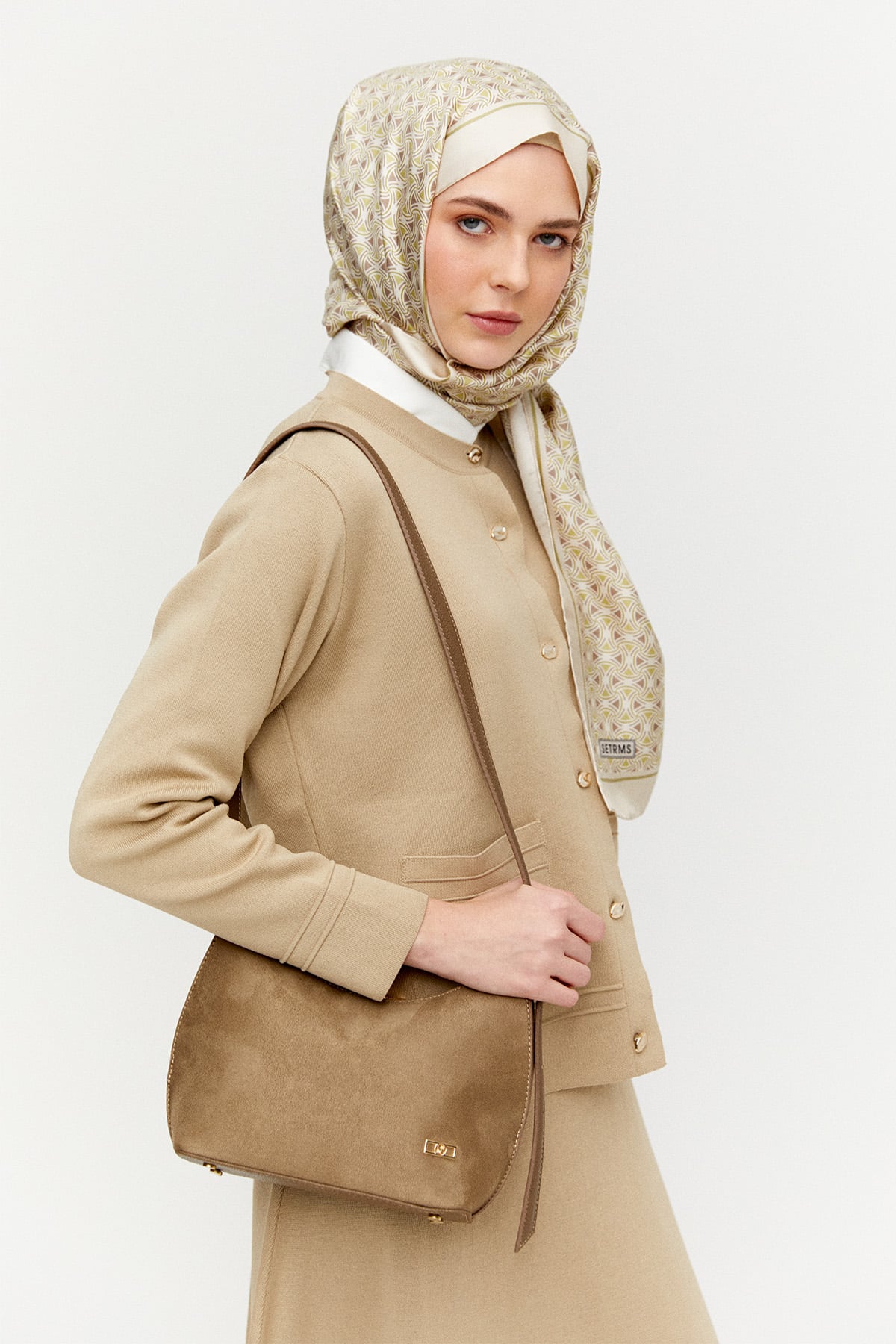 Süet Görünümlü Omuz Çantası, Tesettür Giyim