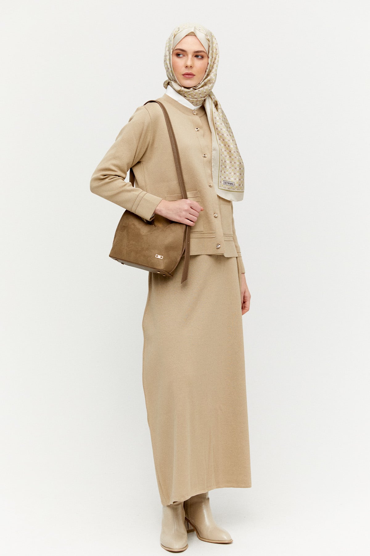 Süet Görünümlü Omuz Çantası, Tesettür Giyim