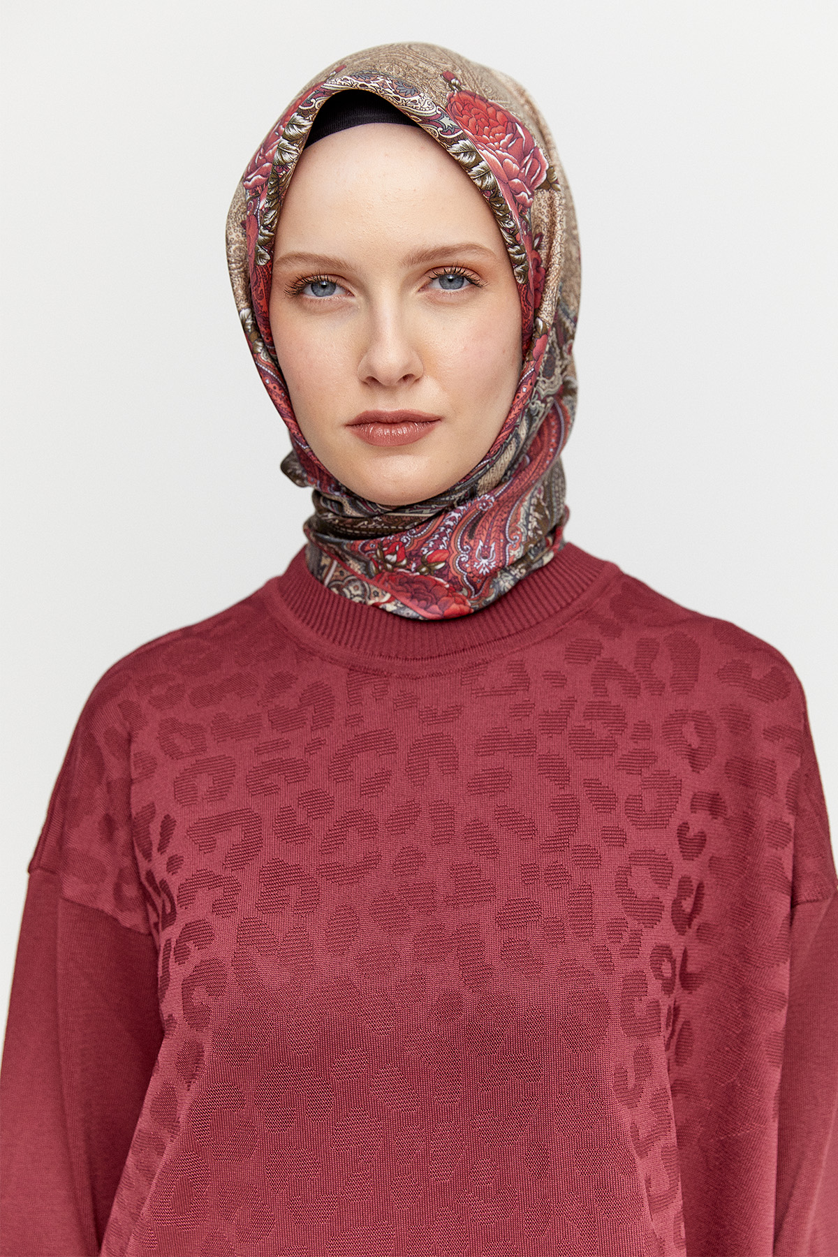 Leopar Desenli Triko Elbise
