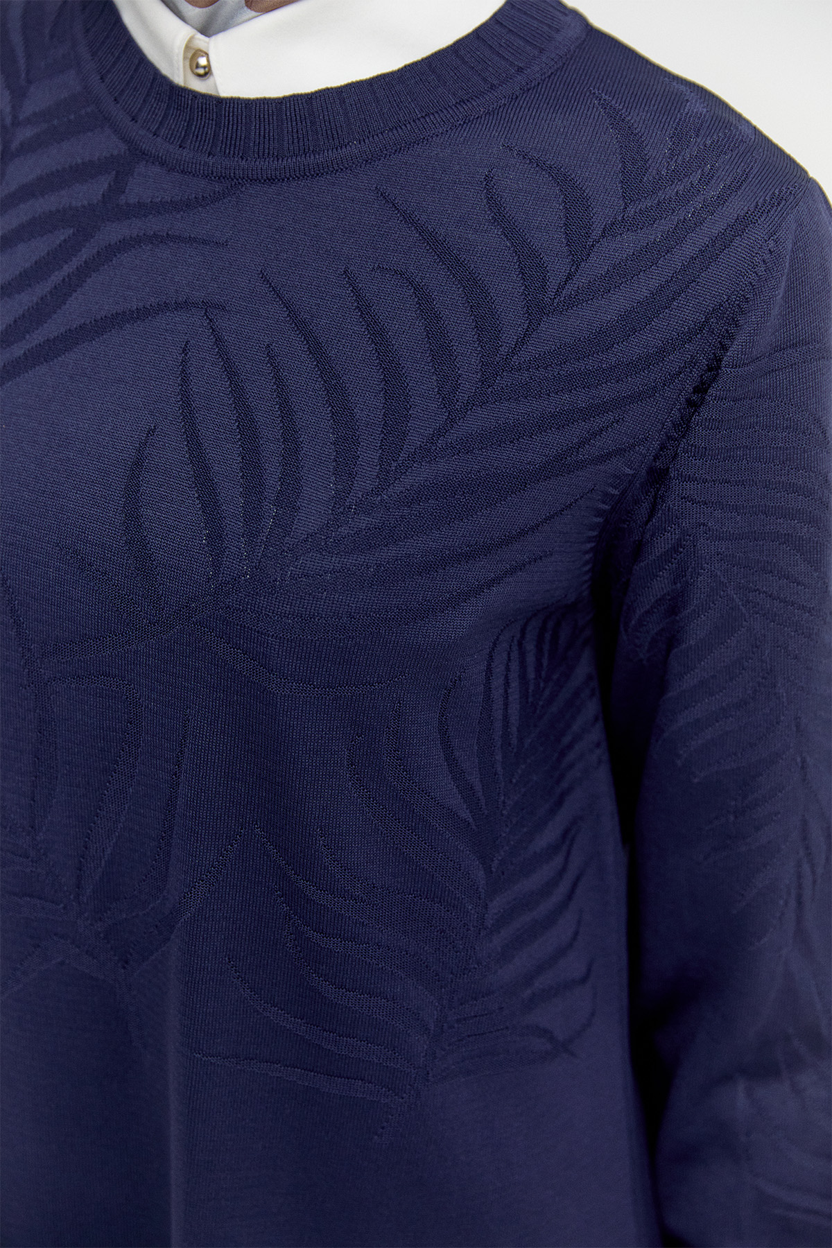 Yaprak Desenli Ribanalı Triko Elbise