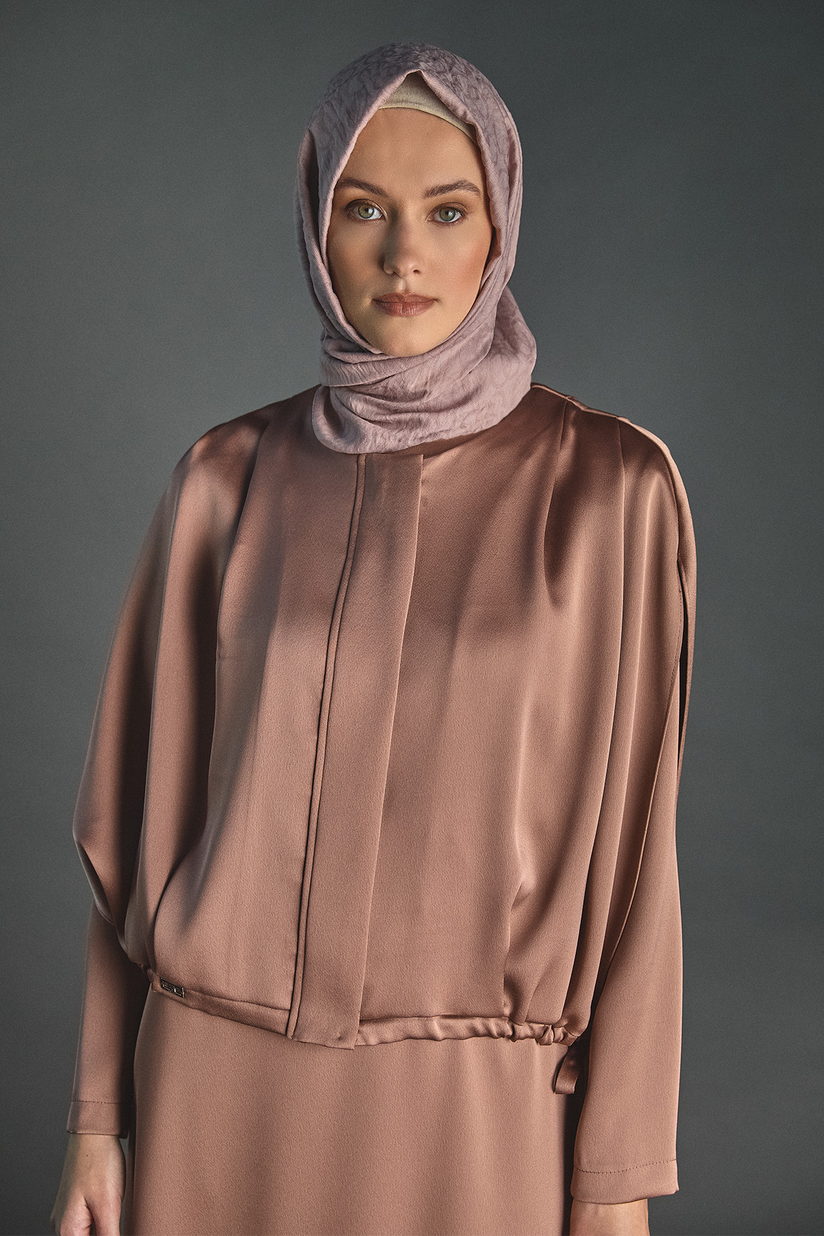 Yelekli Elbise Saten İkili Takım