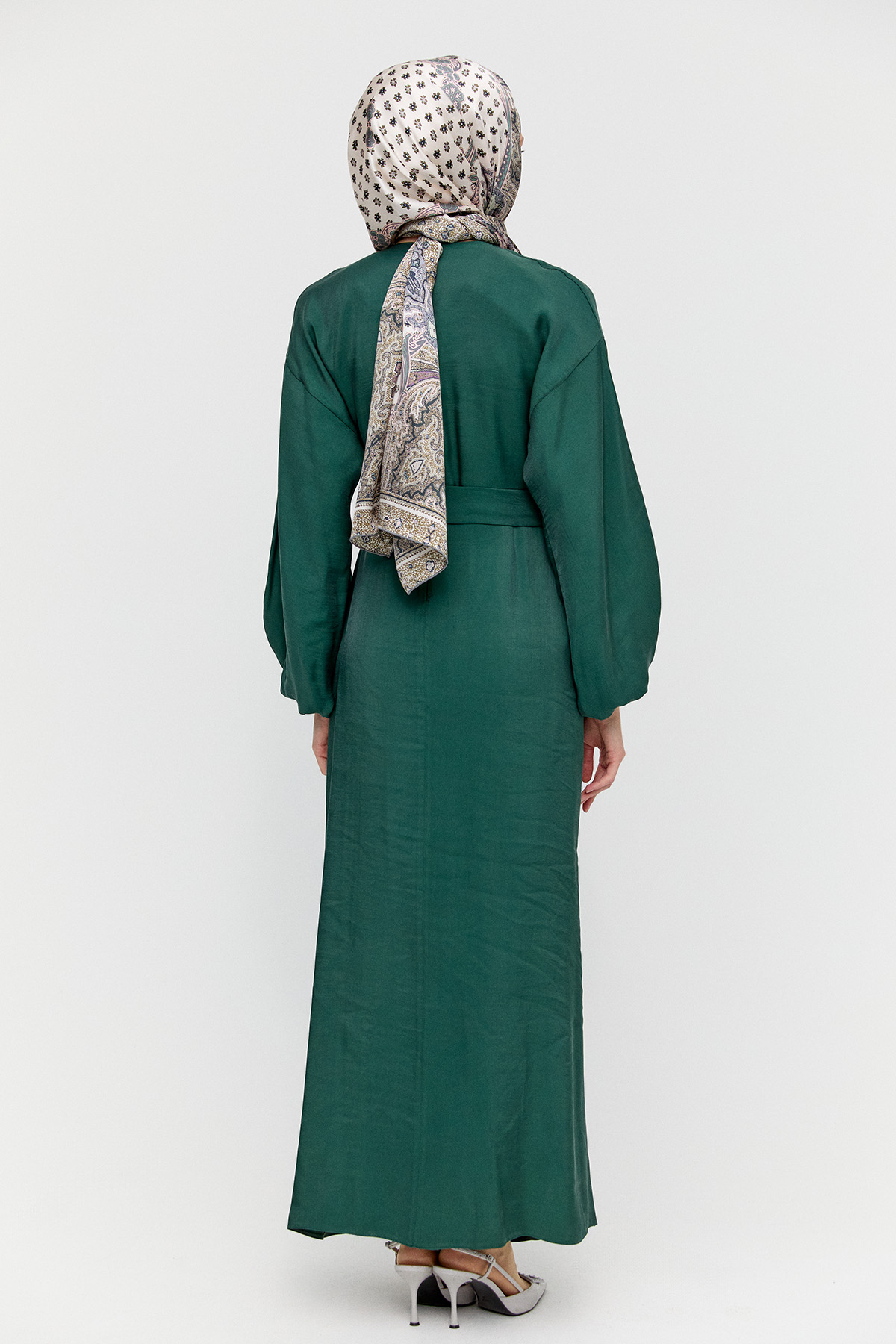 Drape Detaylı Jakarlı Elbise