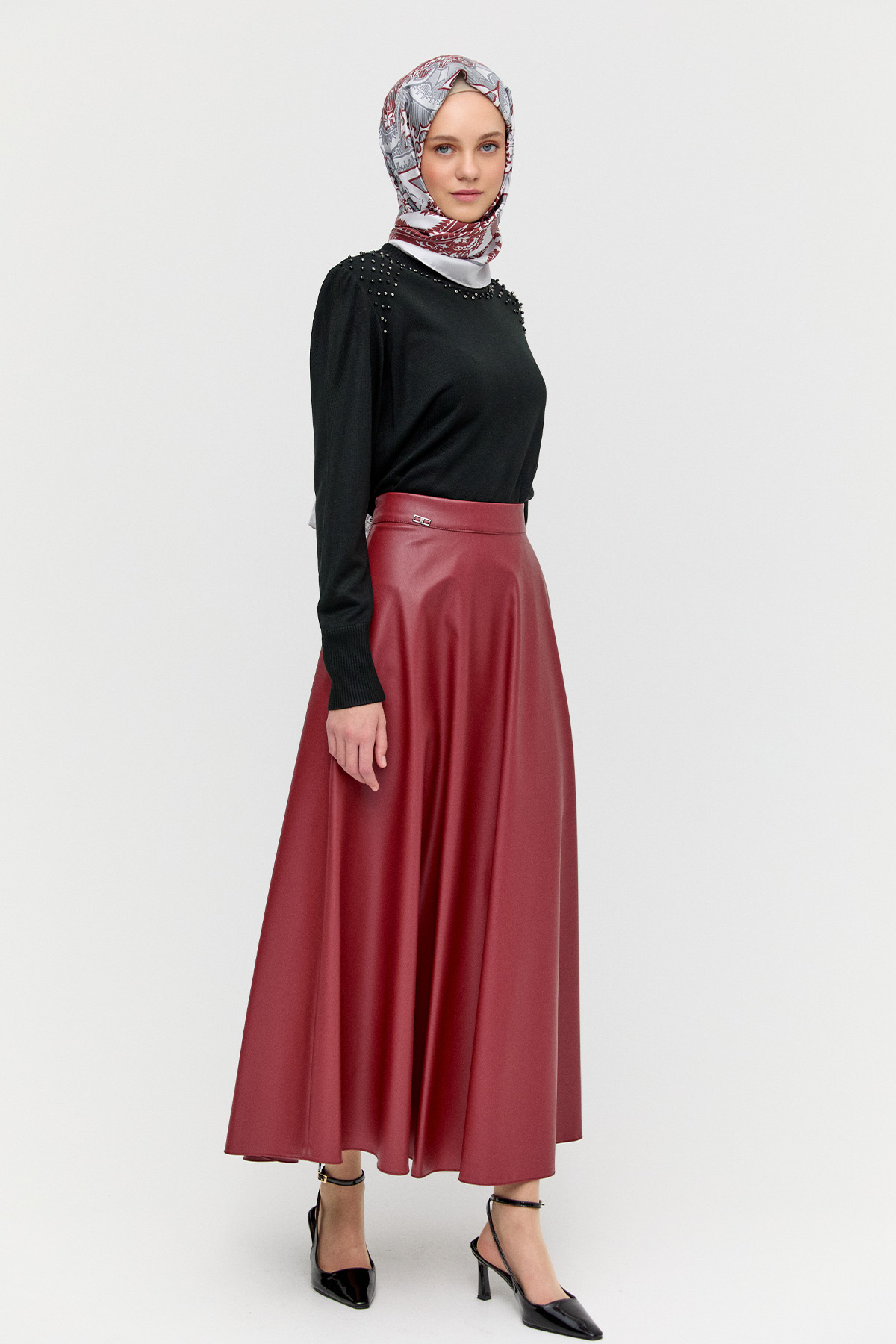 Suni Deri Kloş Etek