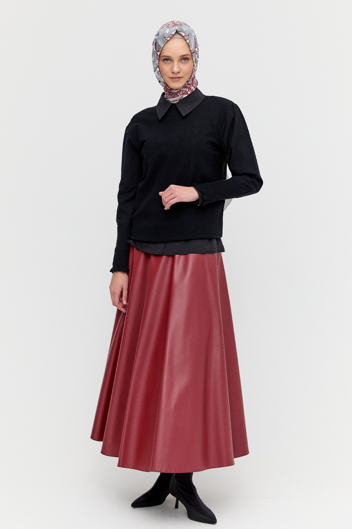 Suni Deri Kloş Etek