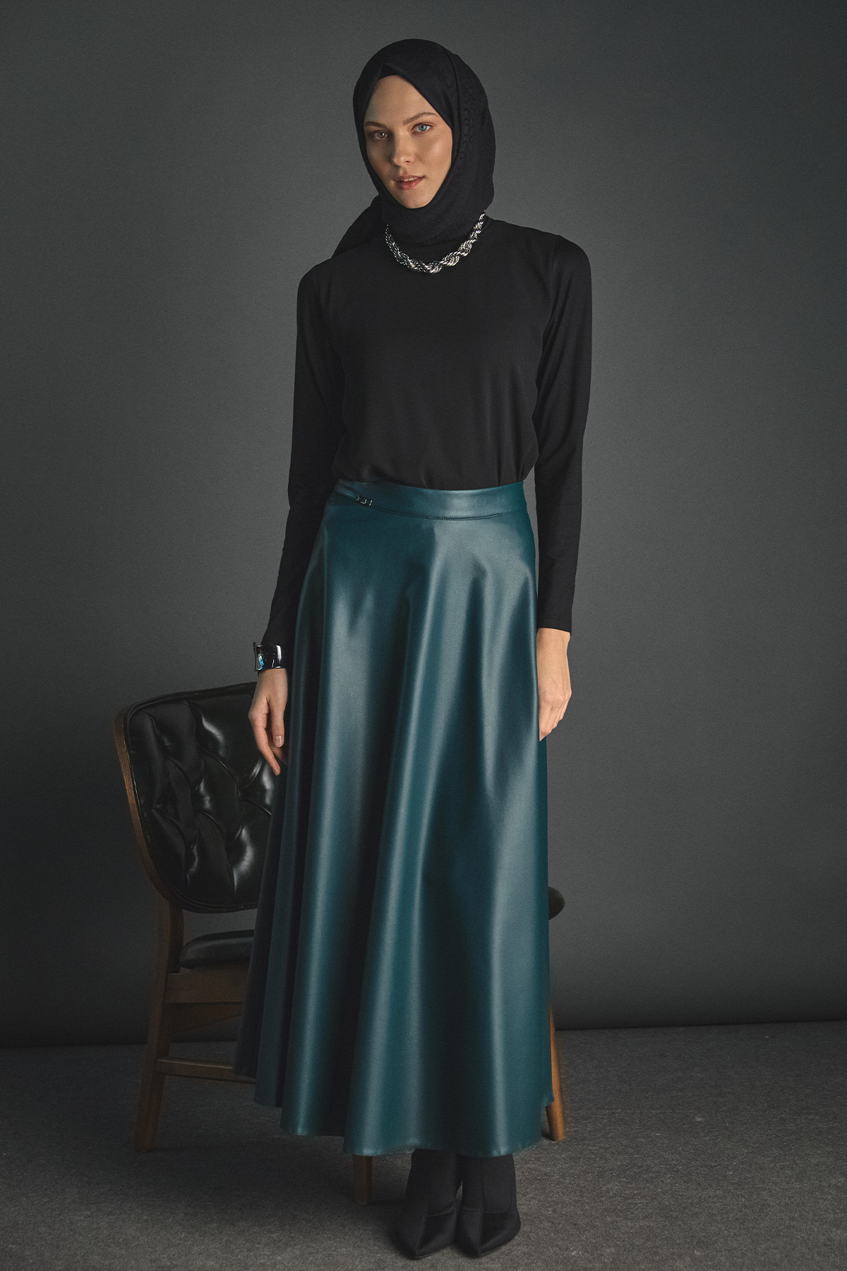 Suni Deri Kloş Etek