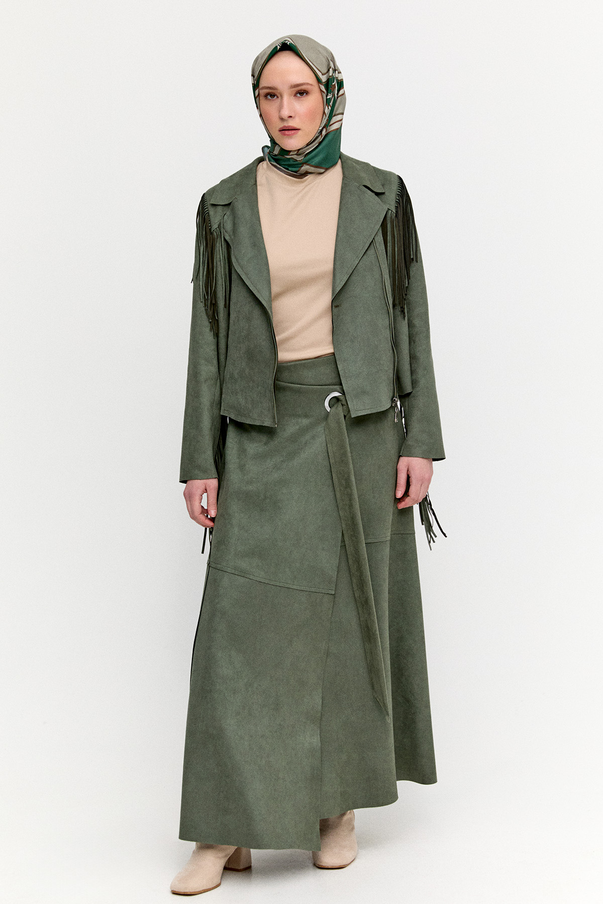 Süet Görünümlü Anvelop Etek, Tesettür Giyim