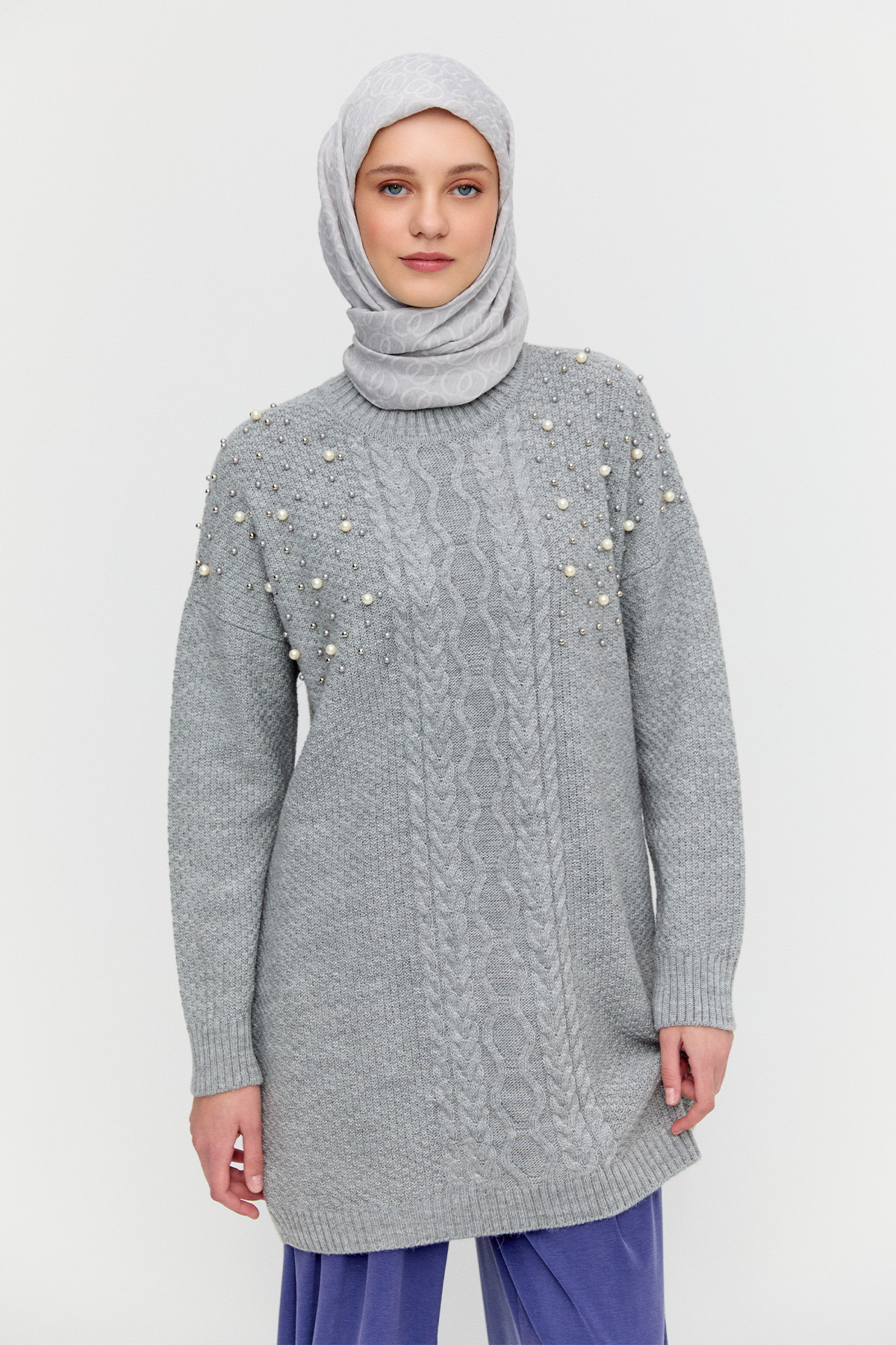 Taş Detaylı Triko Tunik