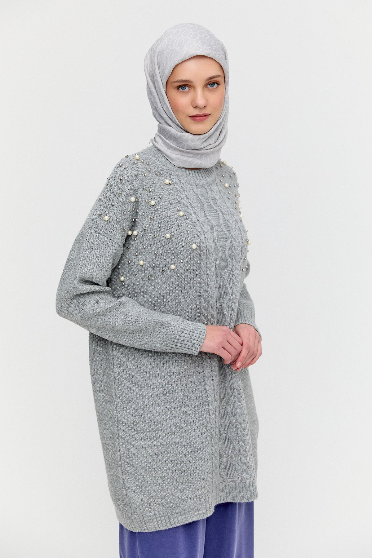 Taş Detaylı Triko Tunik