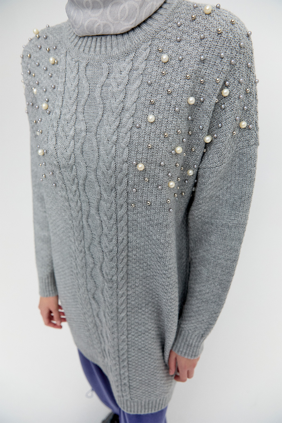 Taş Detaylı Triko Tunik