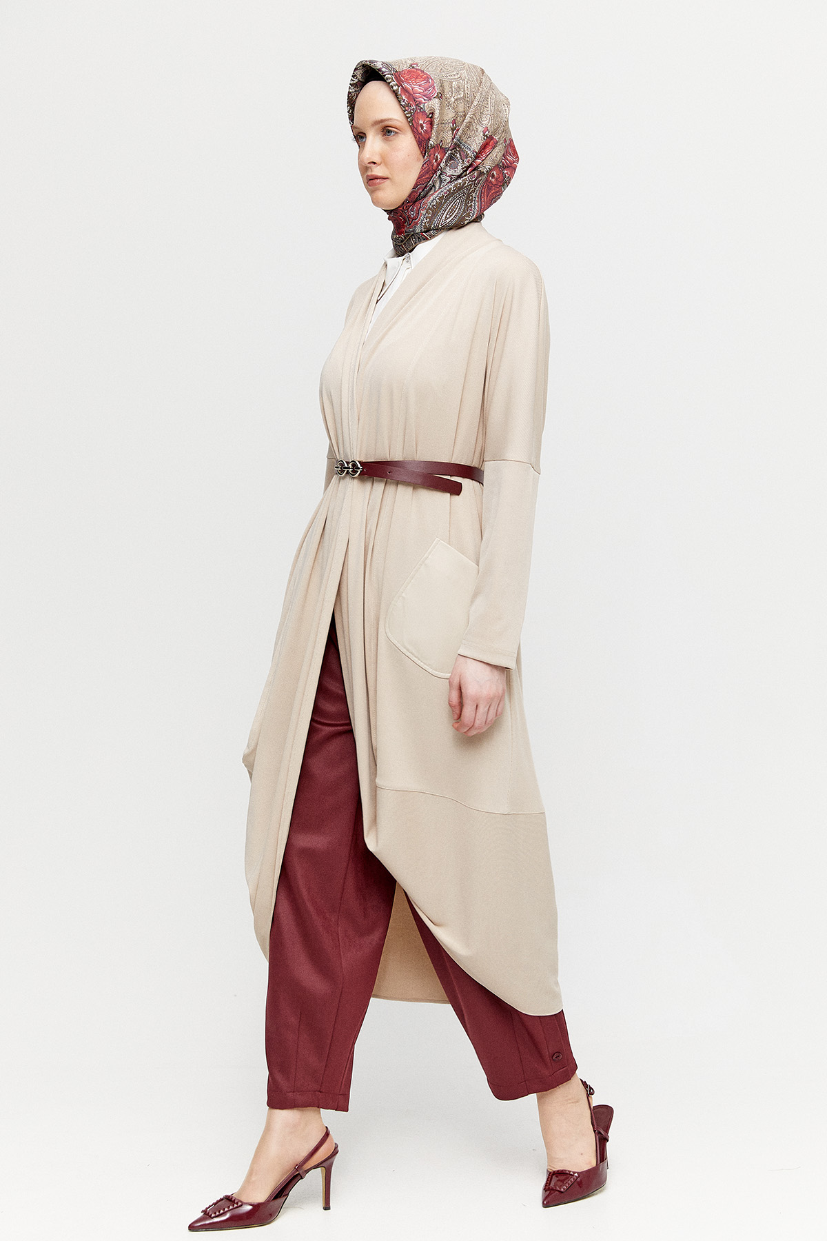 Deri Kombinli Oversize Hırka