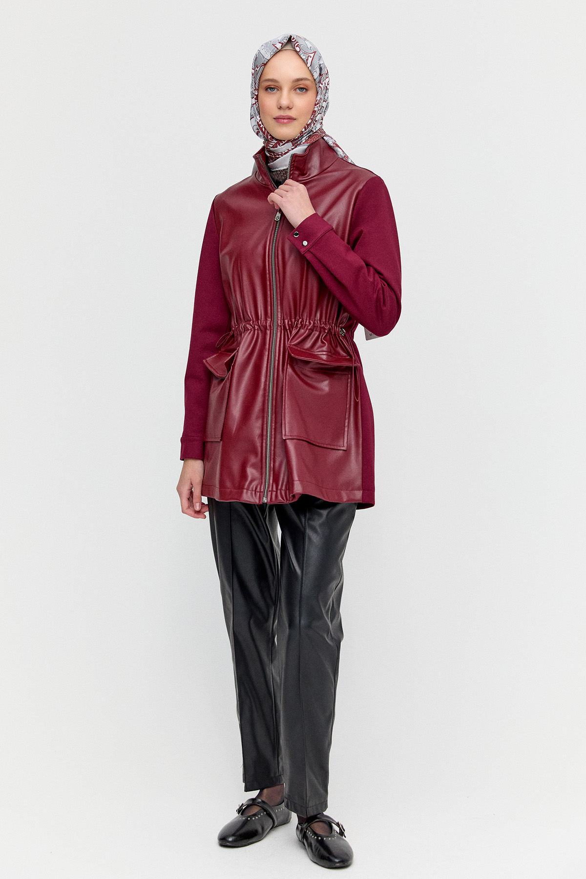 Fermuarlı Çift Cepli Suni Deri Kap