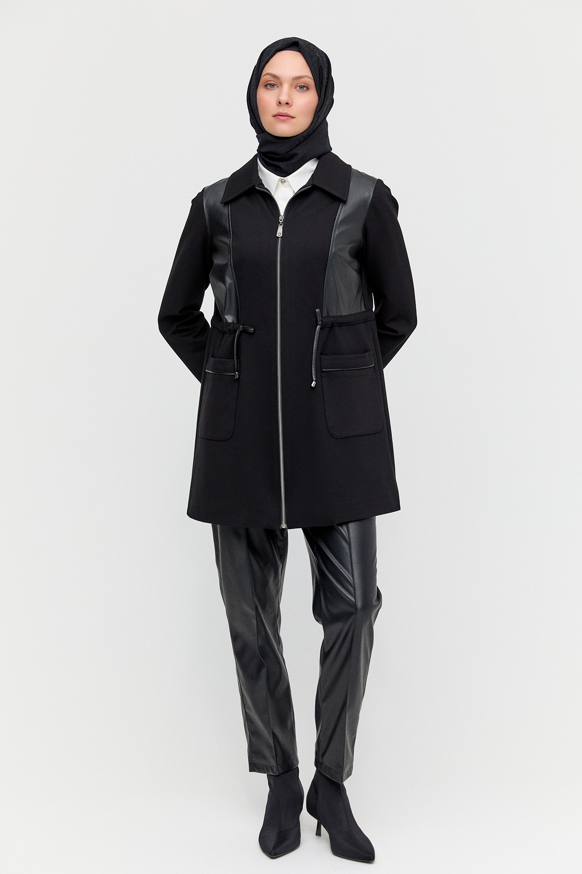 Deri Kombinli Kuşaklı Kap