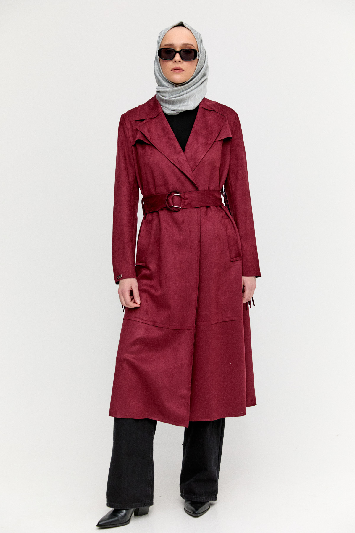 Püskül Detaylı Süet Dokulu Kap, Tesettür Giyim