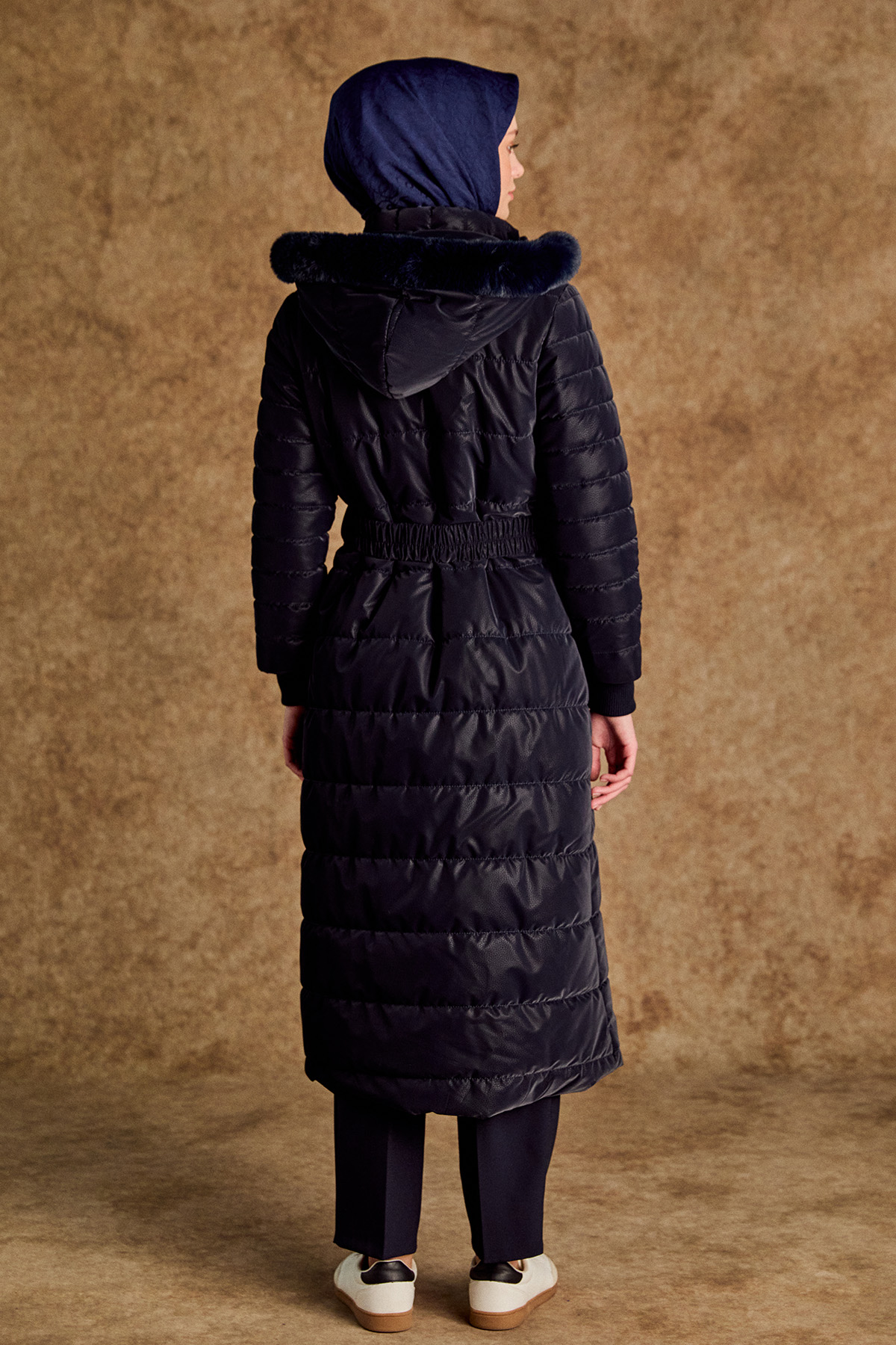 Suni Kürk Kapüşonlu Kapitone Kaban