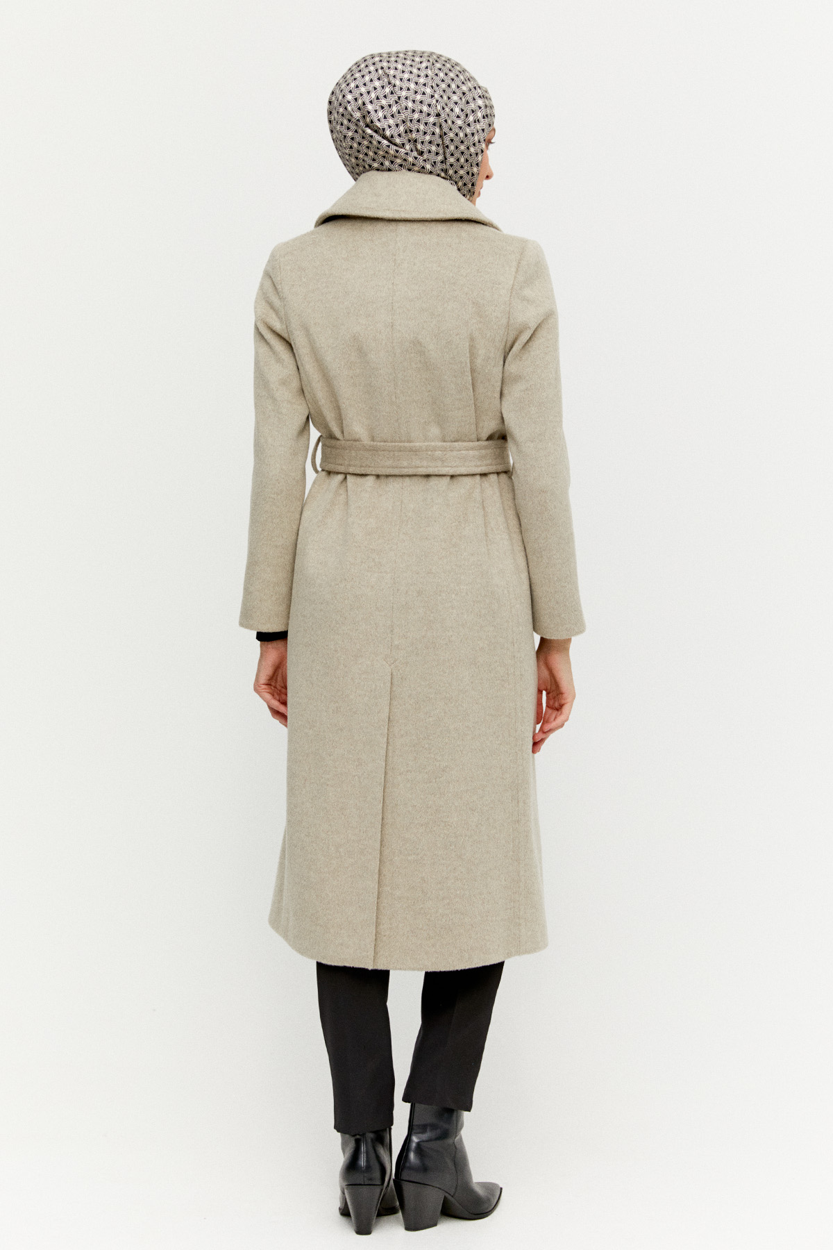 Kuşaklı Kruvaze Kaşe Kaban