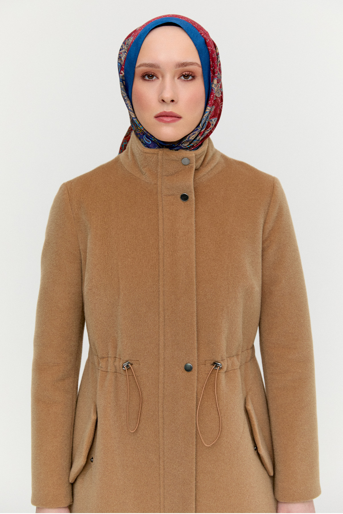 Stoperli Fermuarlı Kaşe Kaban, Tesettür Giyim