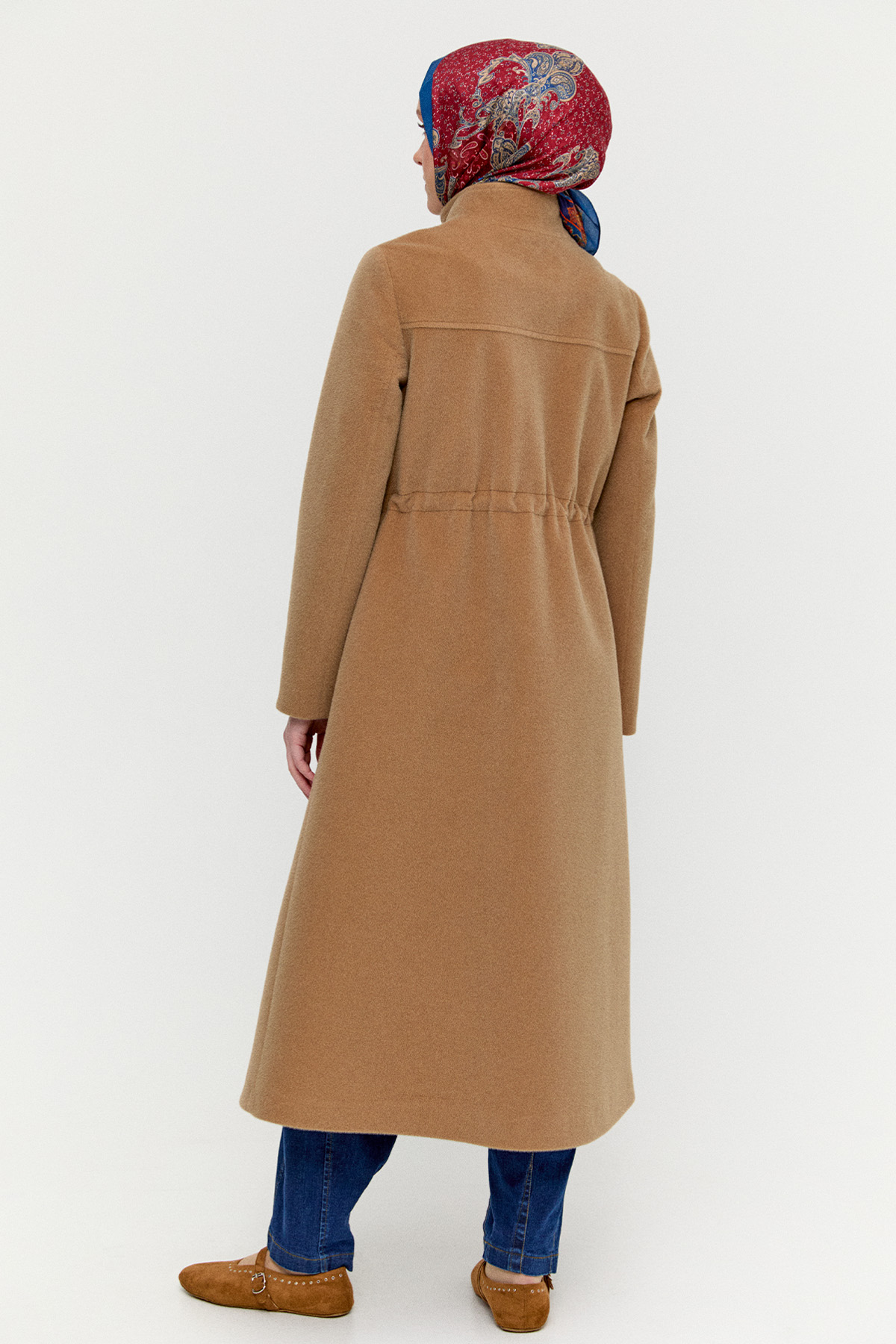 Stoperli Fermuarlı Kaşe Kaban, Tesettür Giyim