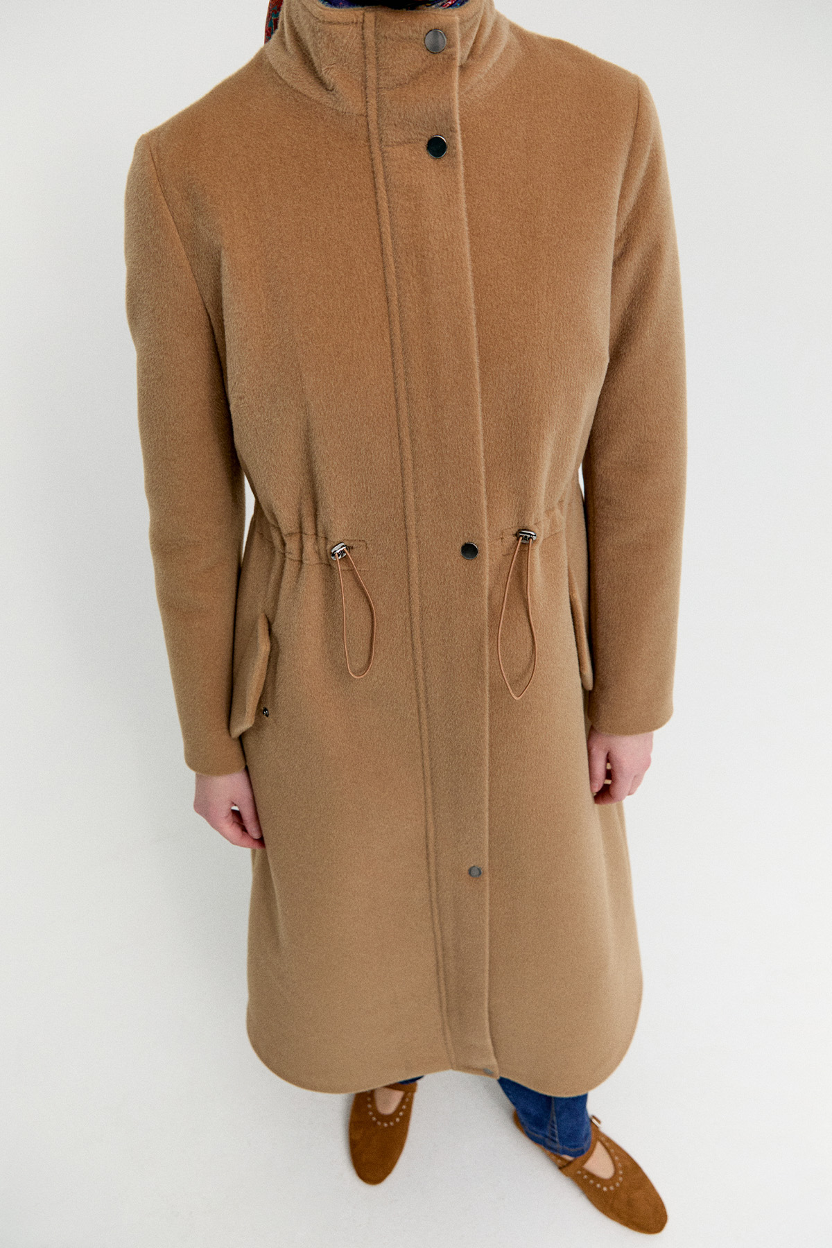 Stoperli Fermuarlı Kaşe Kaban, Tesettür Giyim