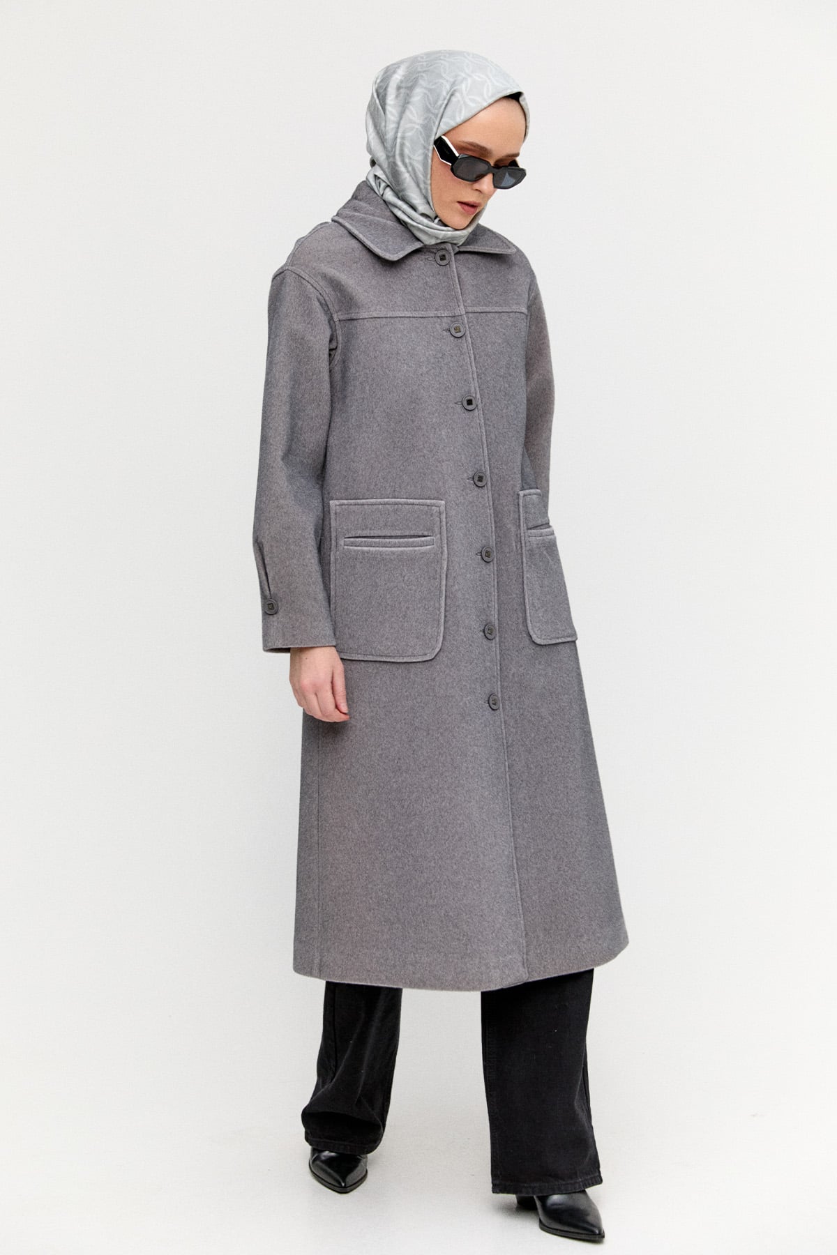 Kaşe Bebe Yaka Kaban, Tesettür Giyim