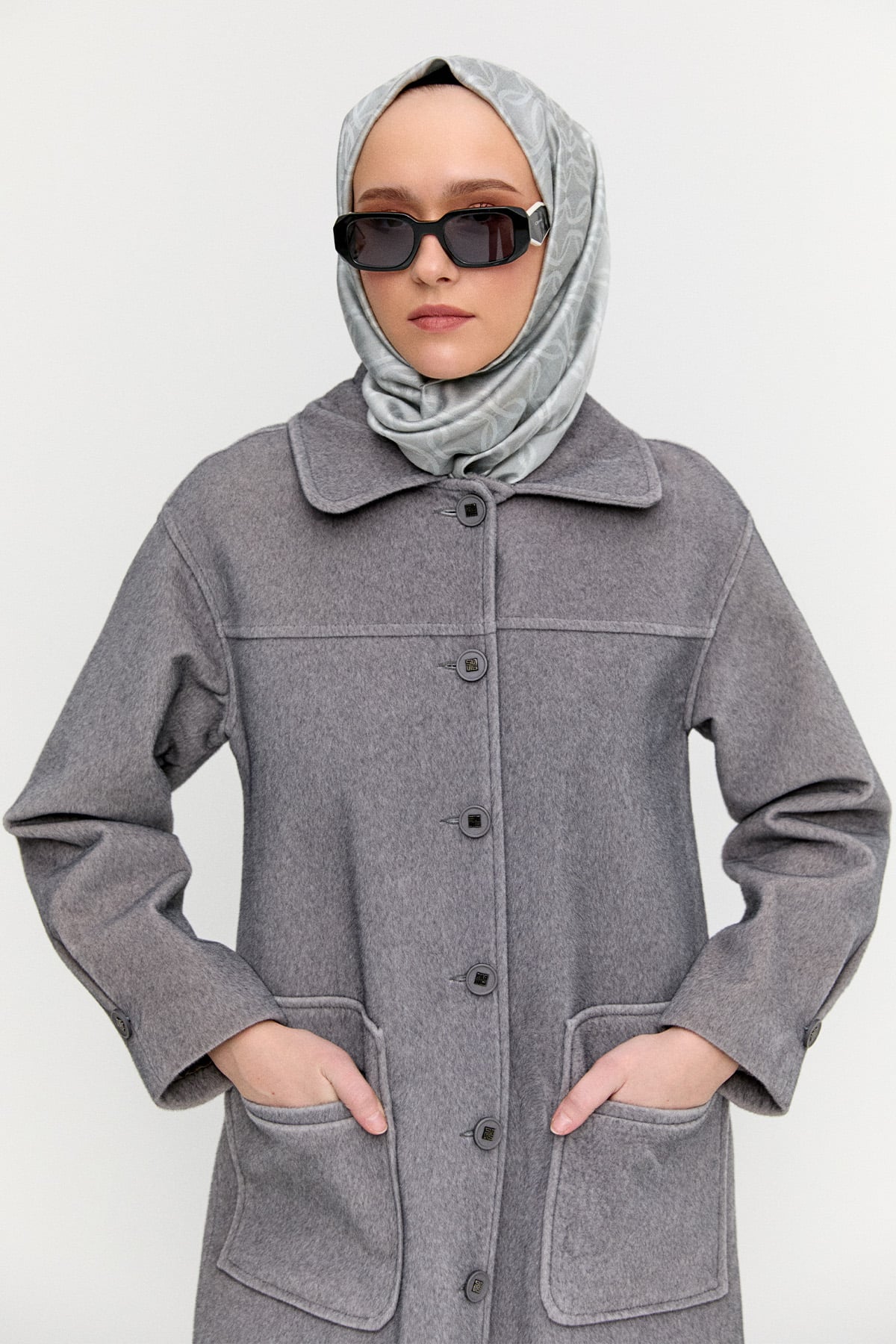 Kaşe Bebe Yaka Kaban, Tesettür Giyim