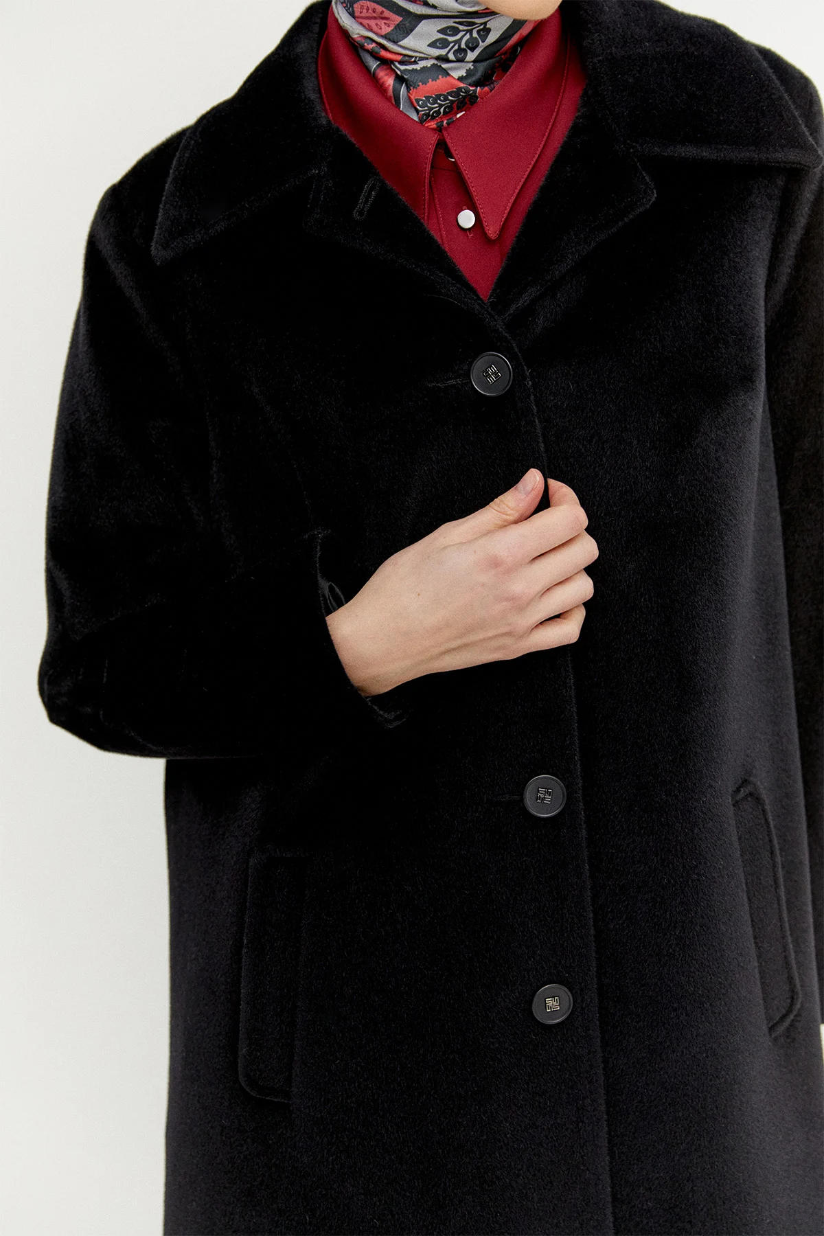 Melanjlı Kaşe Kaban Büyük Beden, Tesettür Giyim