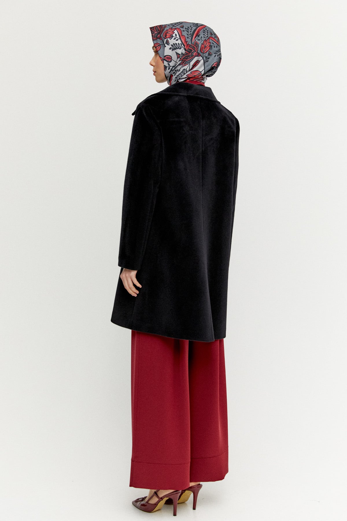 Melanjlı Kaşe Kaban Büyük Beden, Tesettür Giyim