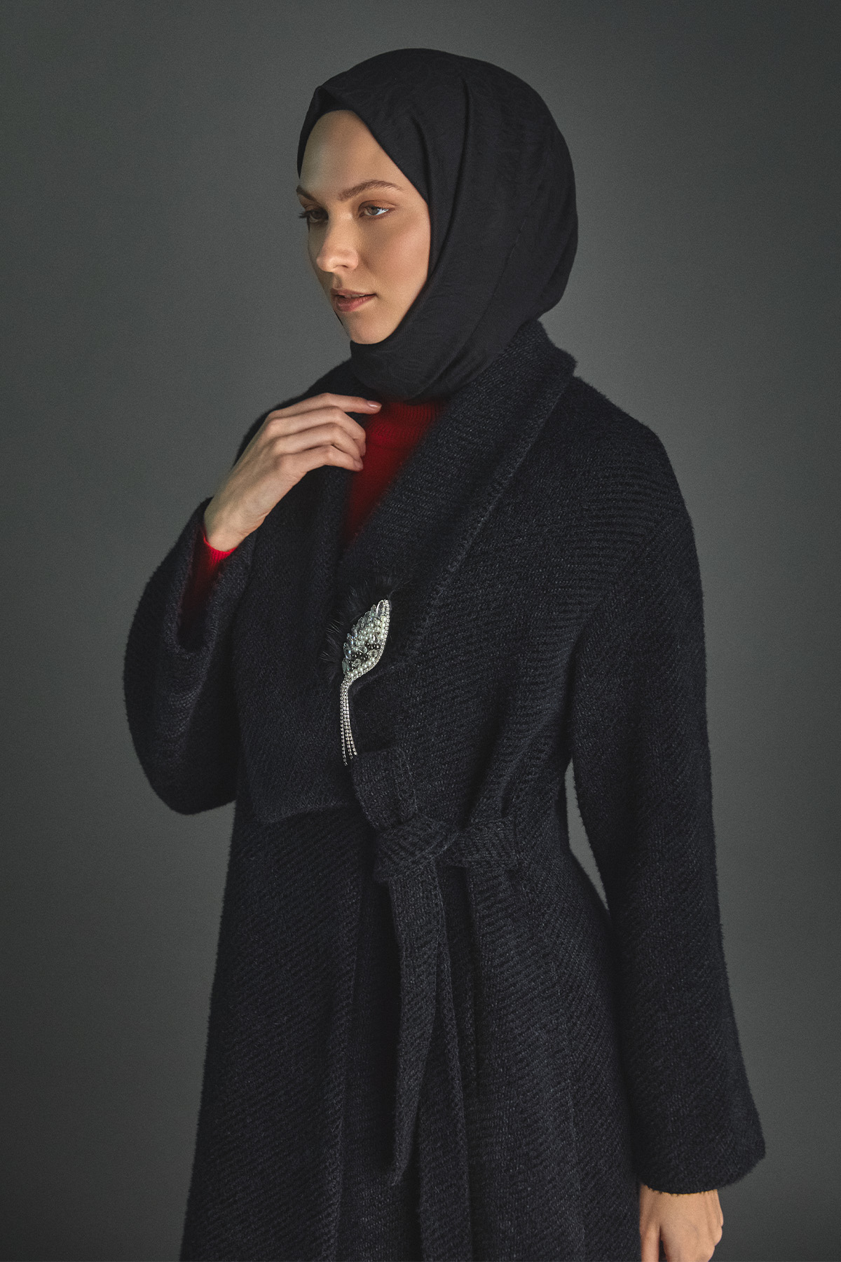 Asimetrik Yaka Oversize Manto