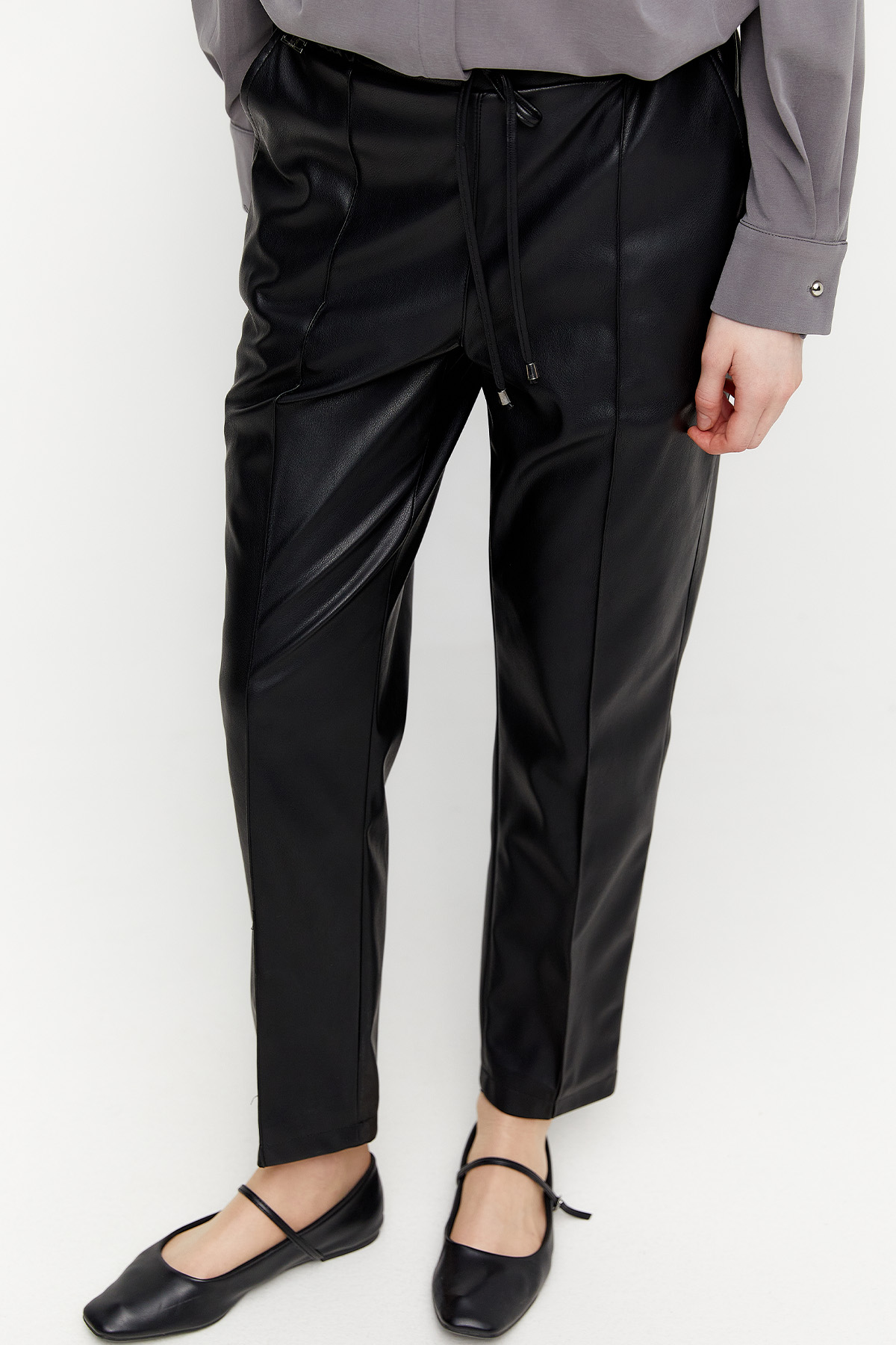 Havuç Kesim Deri Pantolon