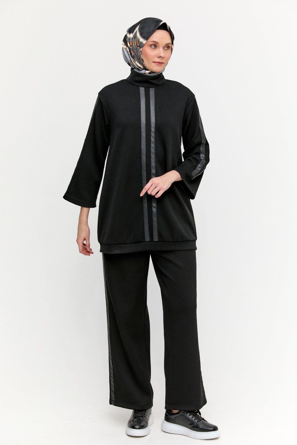 Şerit Detaylı Örme Pantolon, Tesettür Giyim