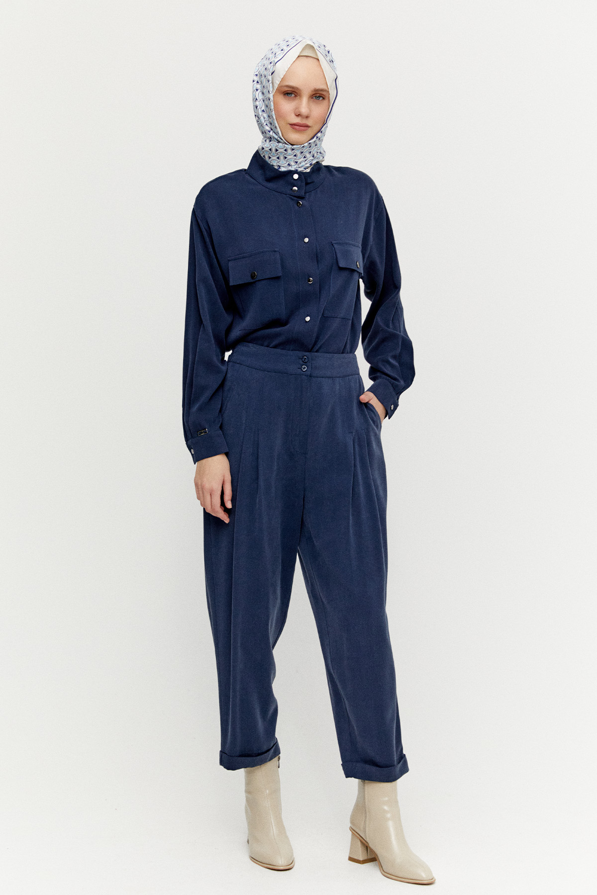 Pilikaşe Detaylı Lyocell Pantolon, Tesettür Giyim