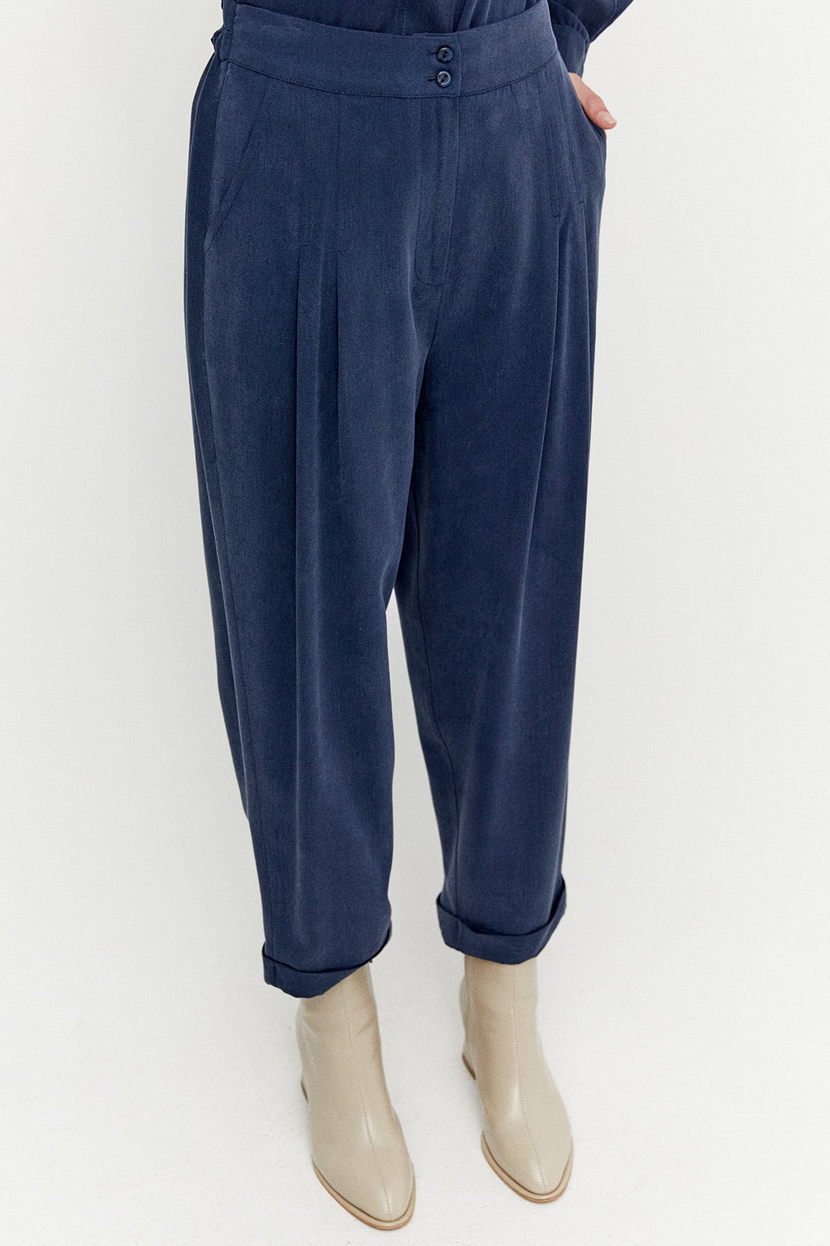 Pilikaşe Detaylı Lyocell Pantolon, Tesettür Giyim