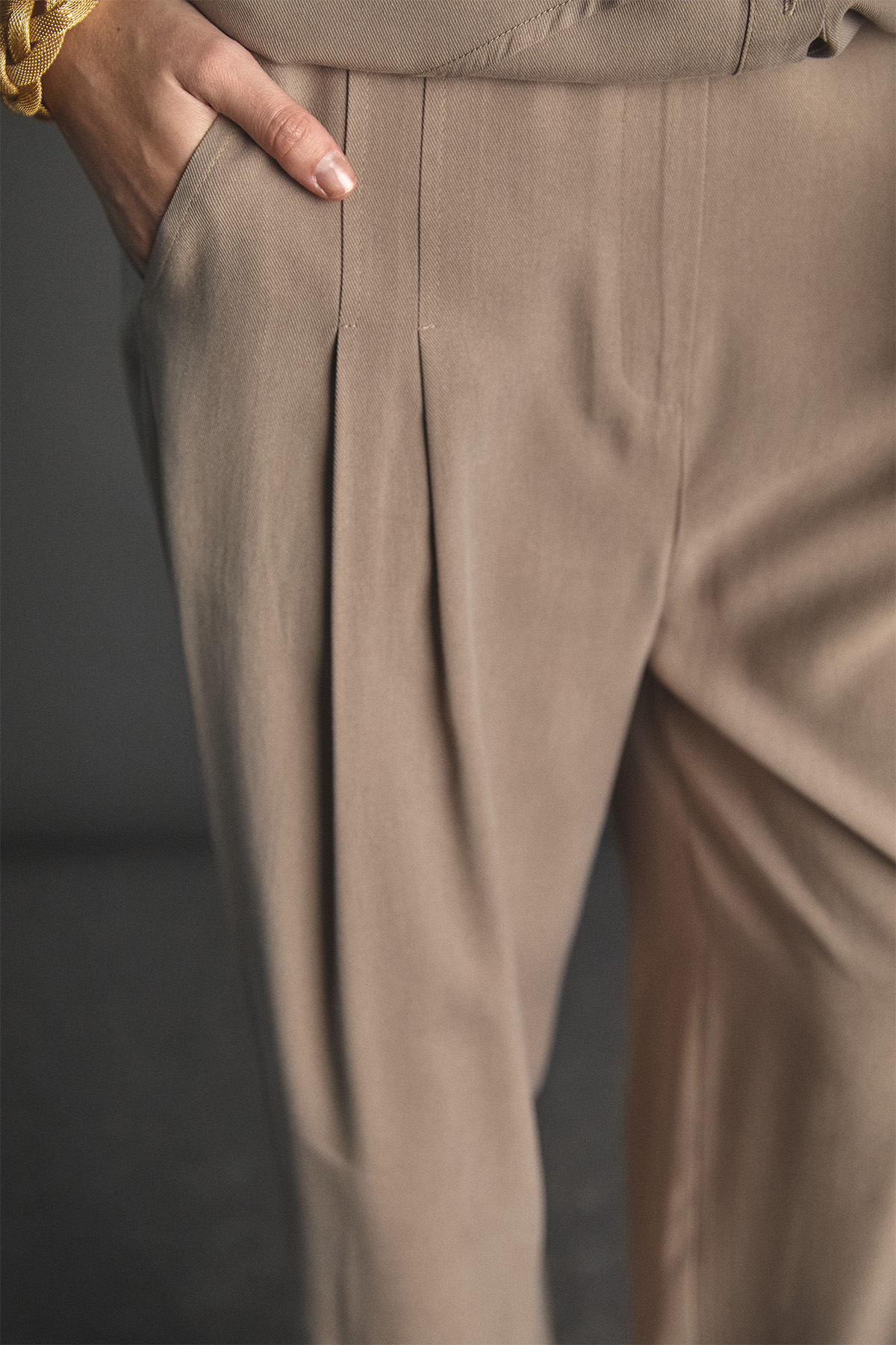 Pilikaşe Detaylı Lyocell Pantolon