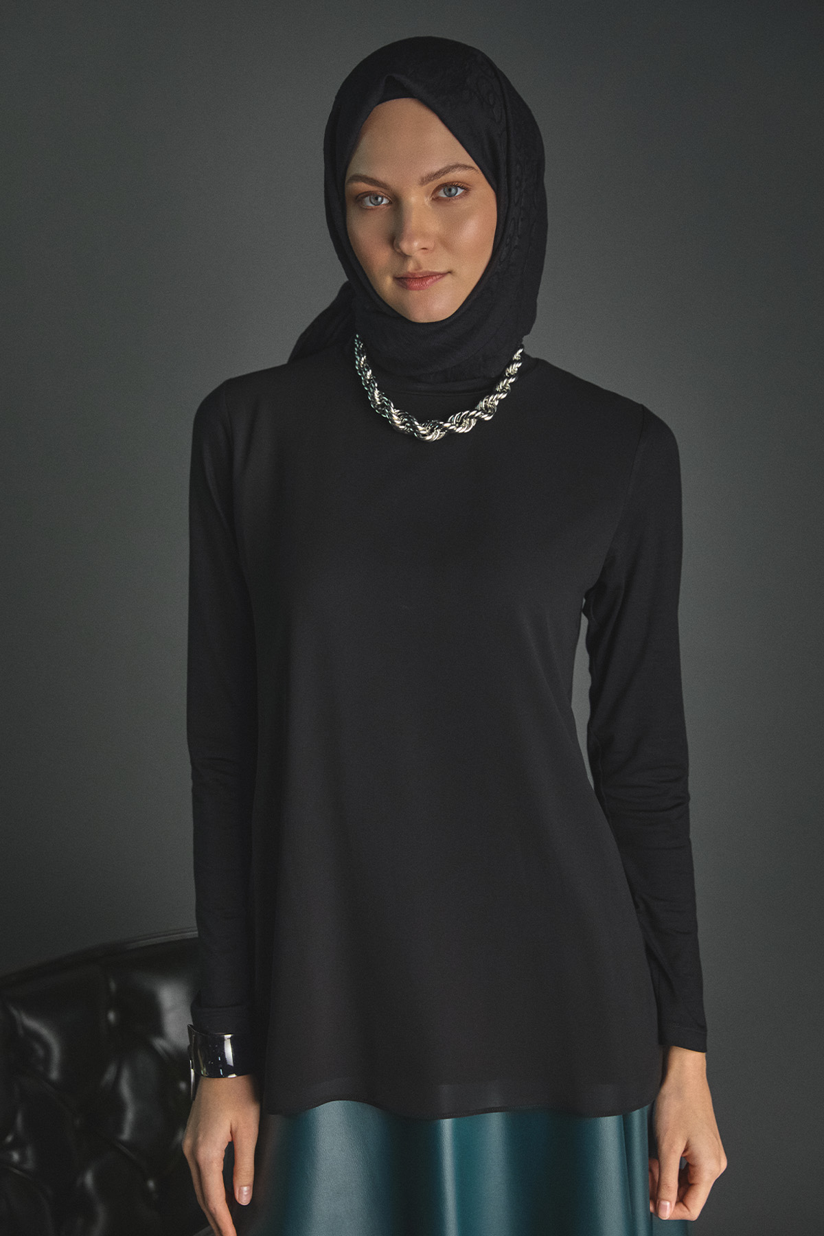 Şifon Detaylı Penye Bluz