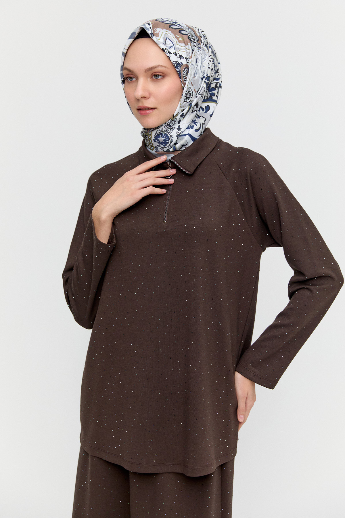 Taş Detaylı Reglan Kesim İkili Takım