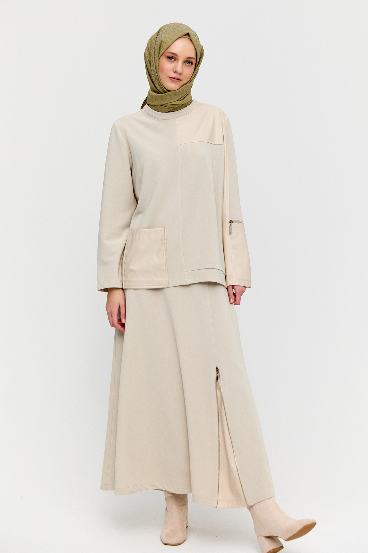 Suni Deri Detaylı İkili Takım