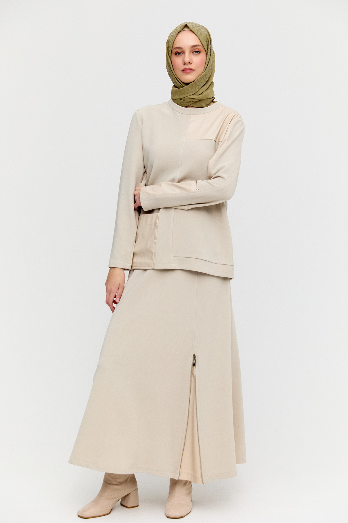 Suni Deri Detaylı İkili Takım