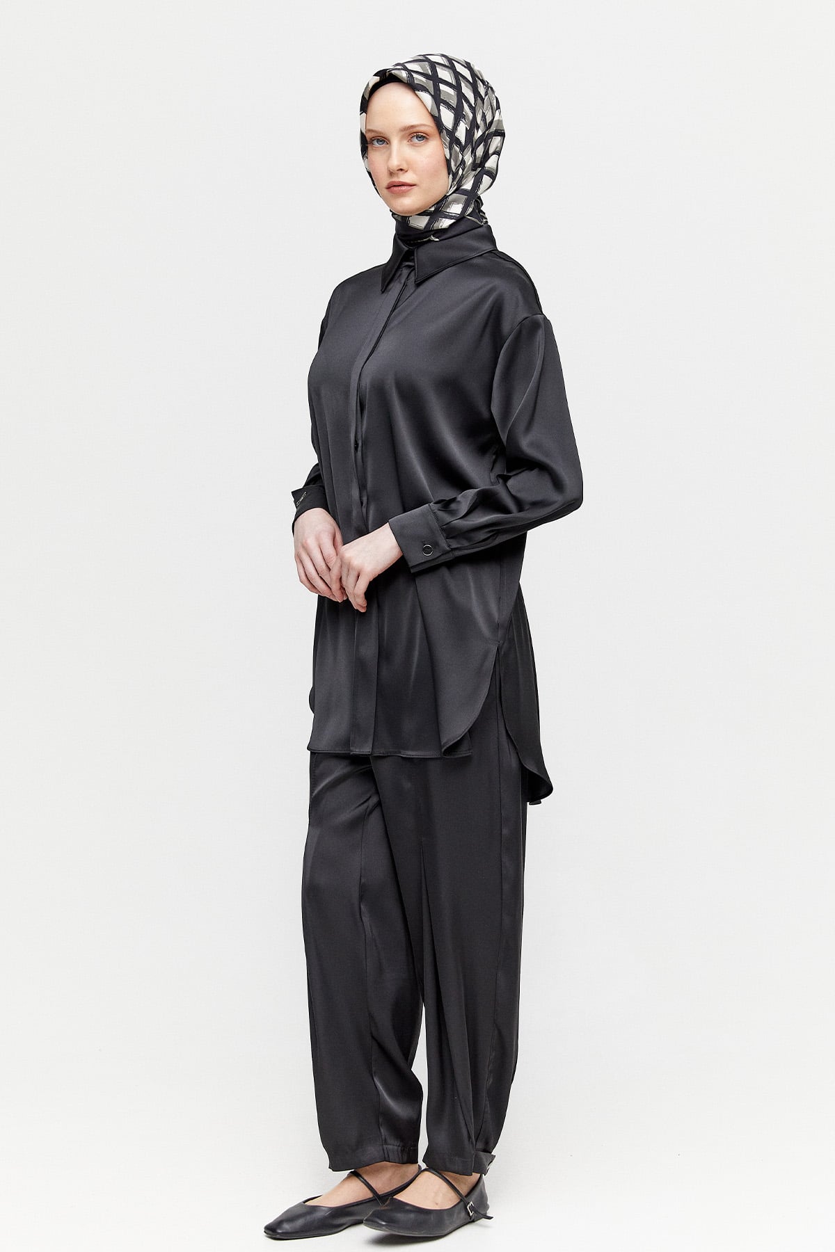 Saten Şalvarlı İkili Takım, Tesettür Giyim