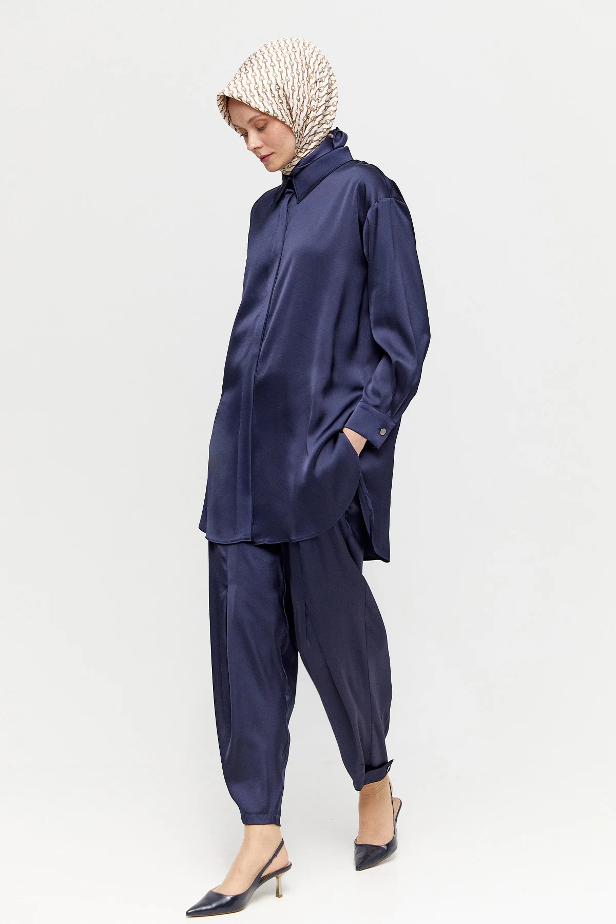 Saten Şalvarlı İkili Takım, Tesettür Giyim