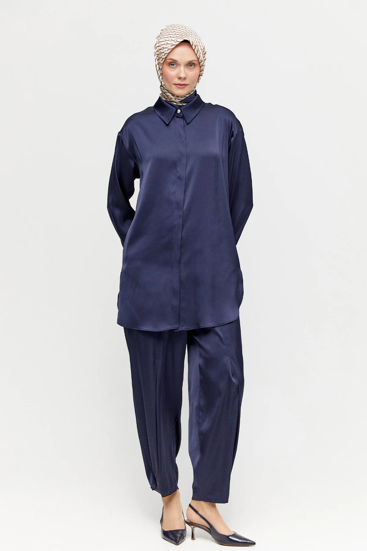 Saten Şalvarlı İkili Takım, Tesettür Giyim