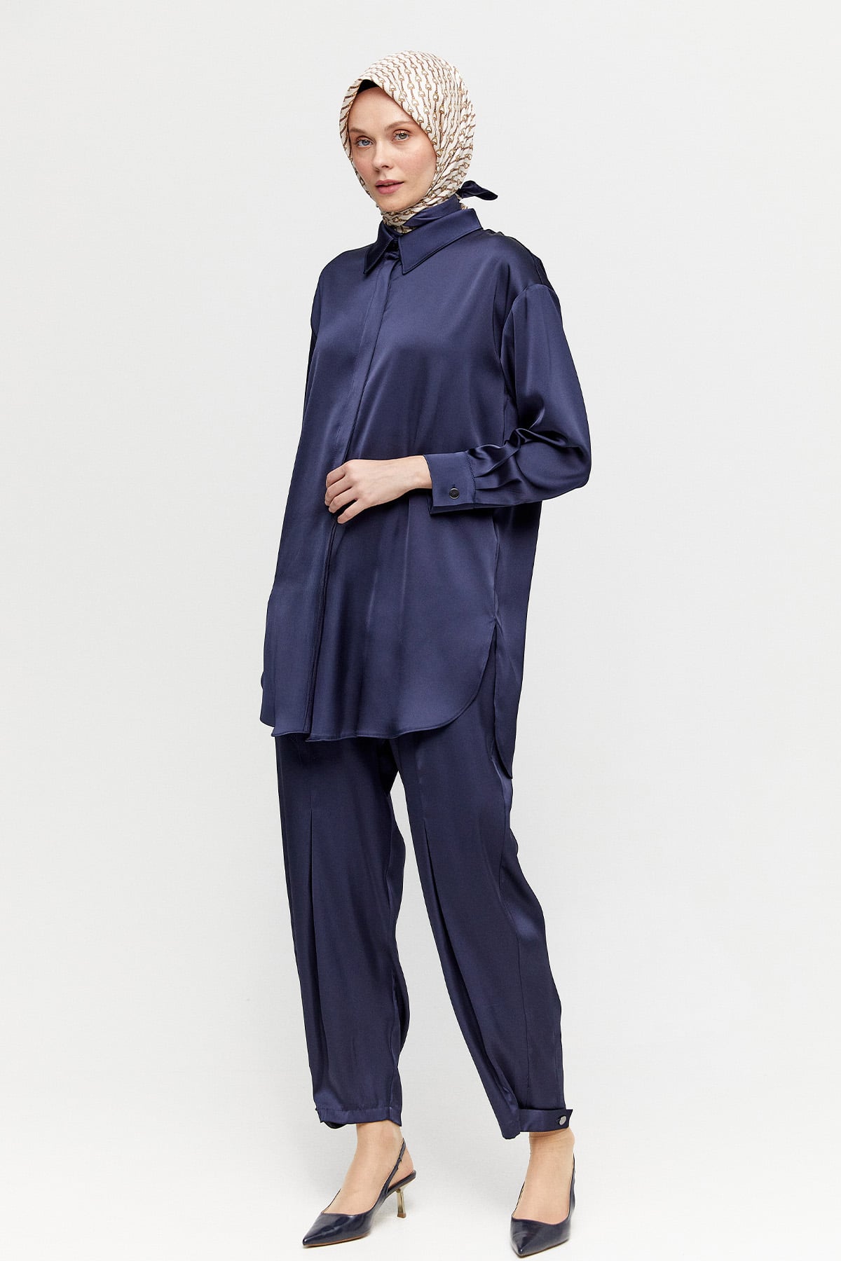 Saten Şalvarlı İkili Takım, Tesettür Giyim