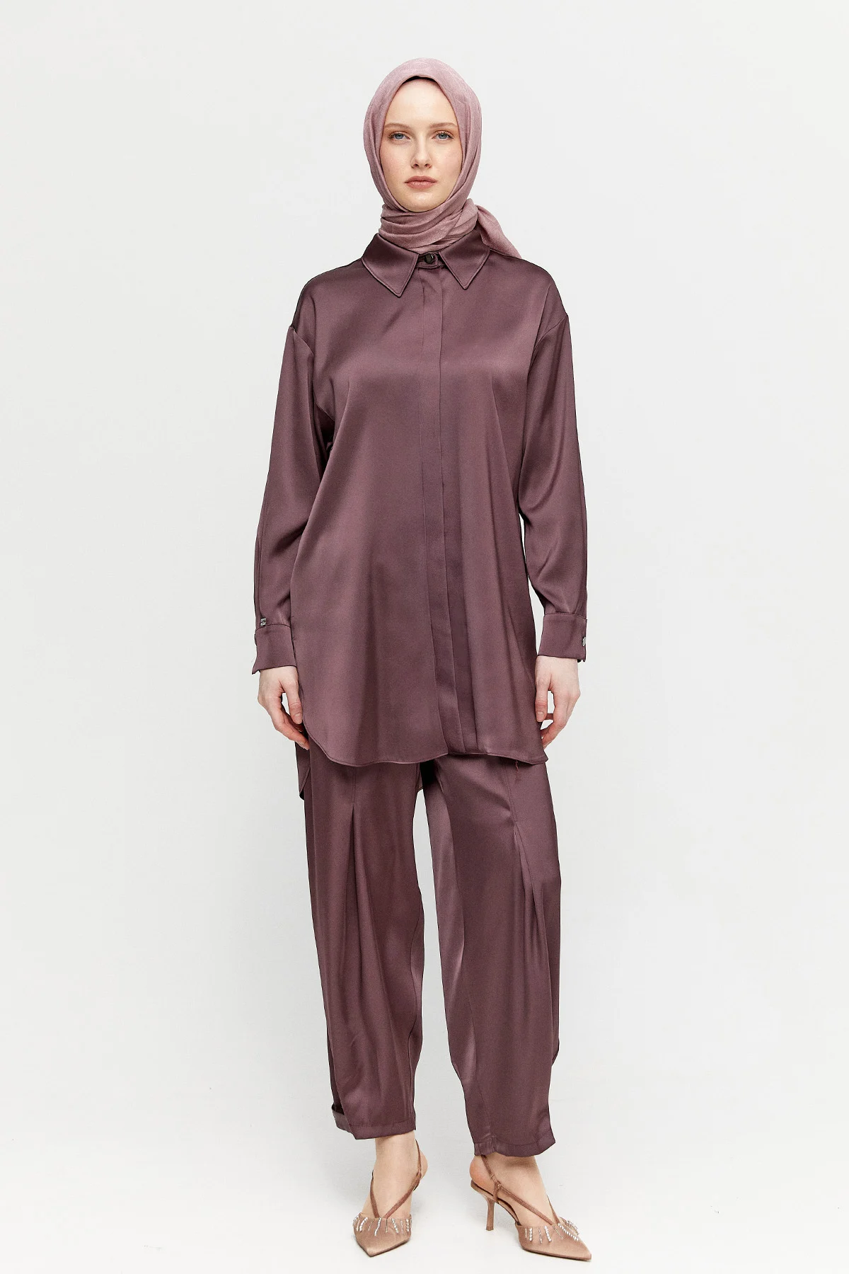 Saten Şalvarlı İkili Takım, Tesettür Giyim