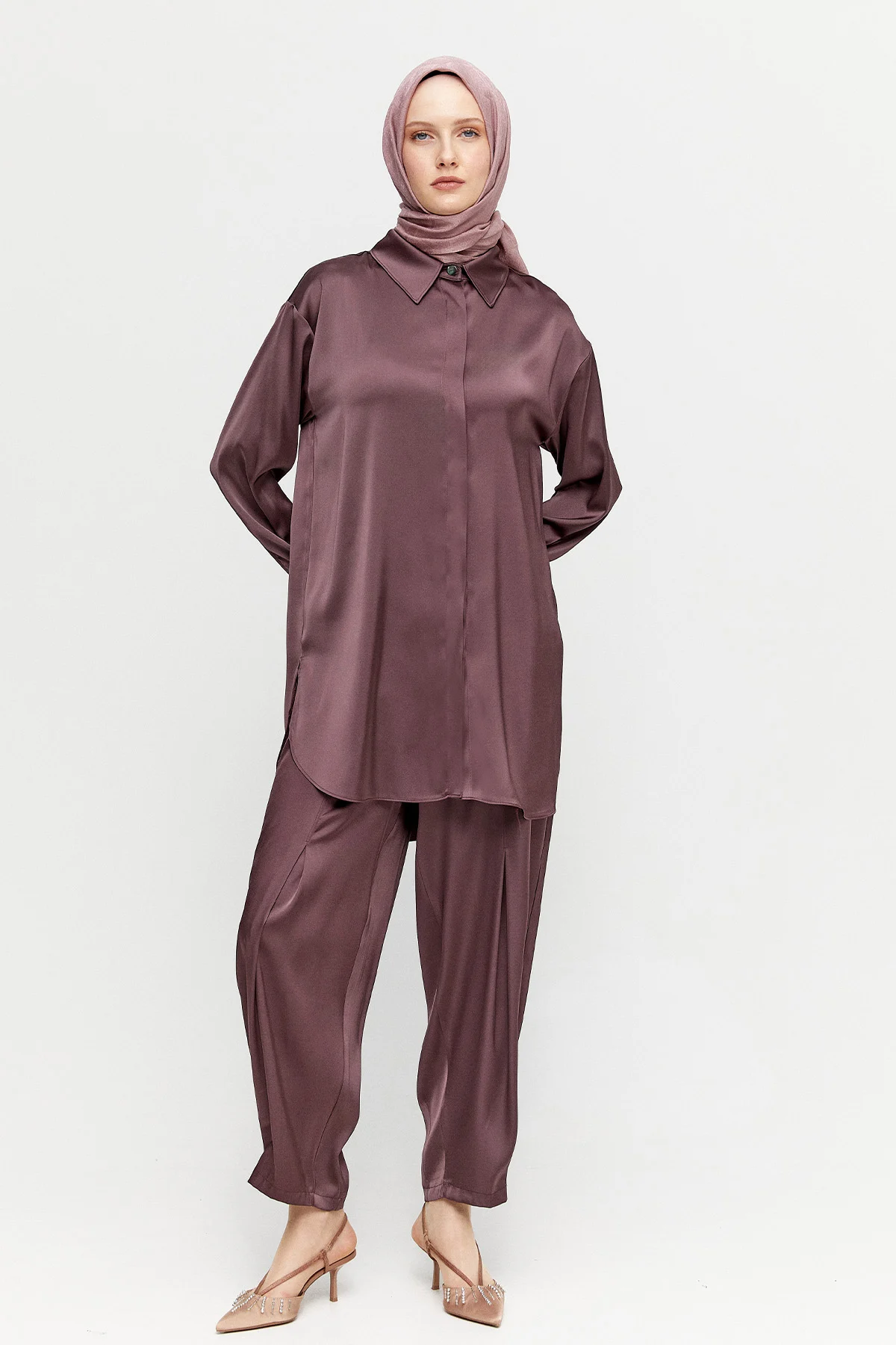 Saten Şalvarlı İkili Takım, Tesettür Giyim