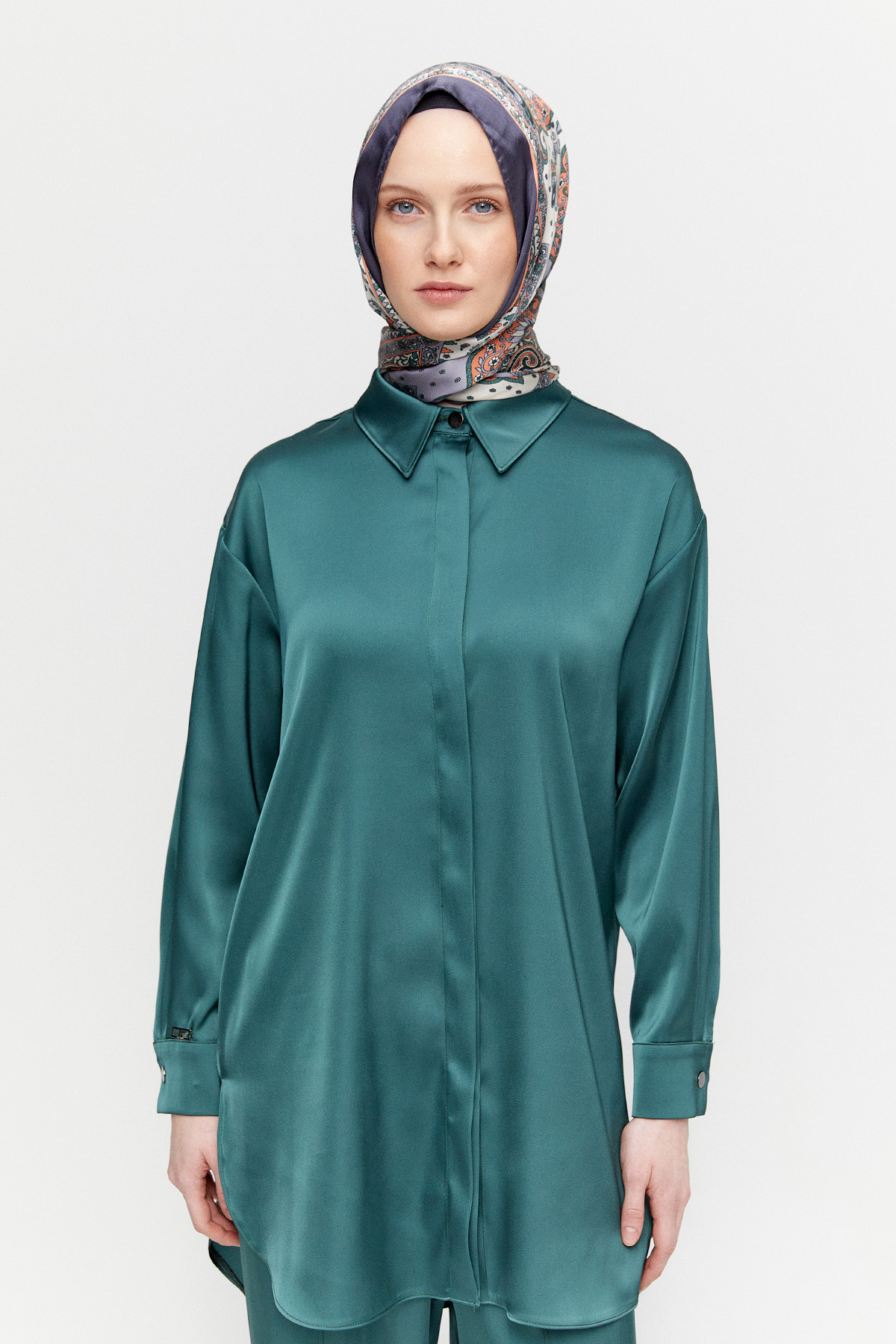 Saten Şalvarlı İkili Takım