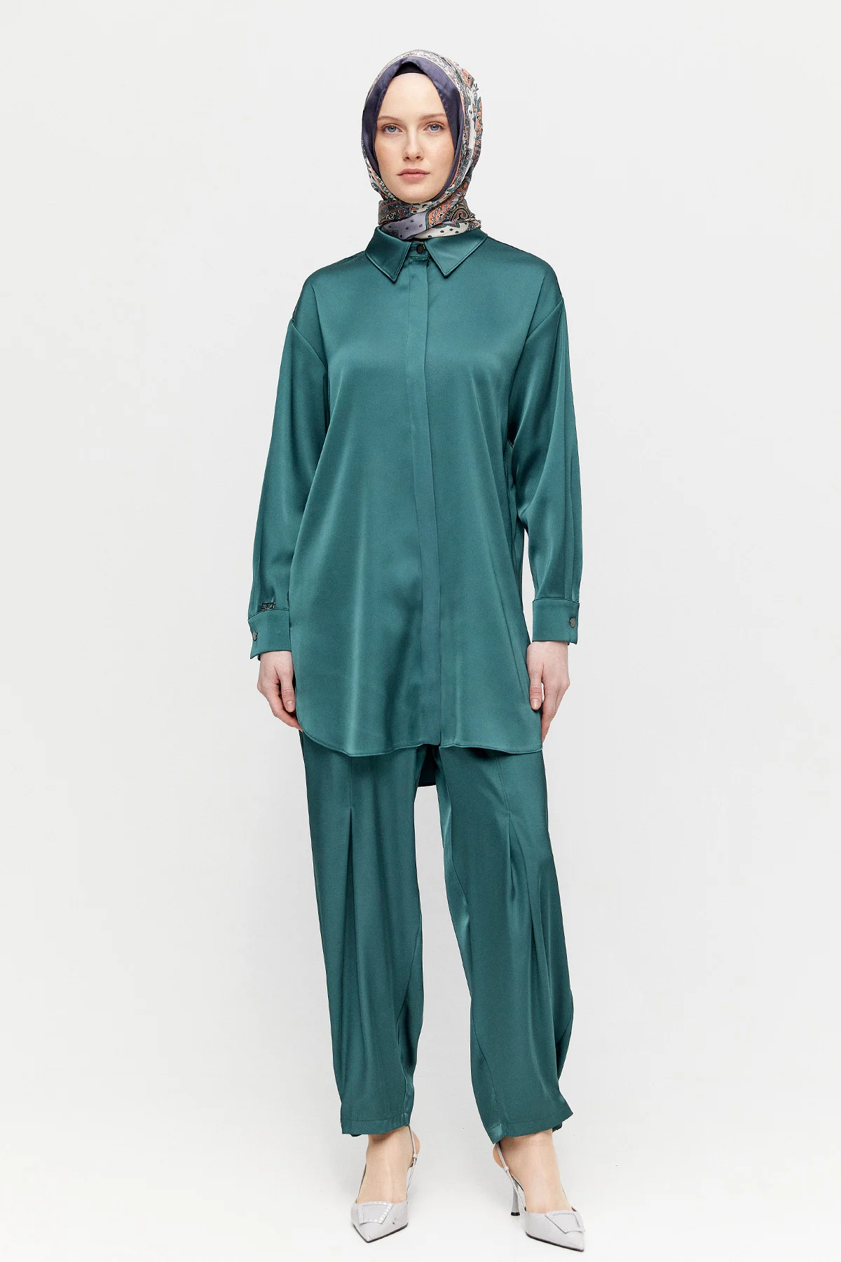Saten Şalvarlı İkili Takım, Tesettür Giyim